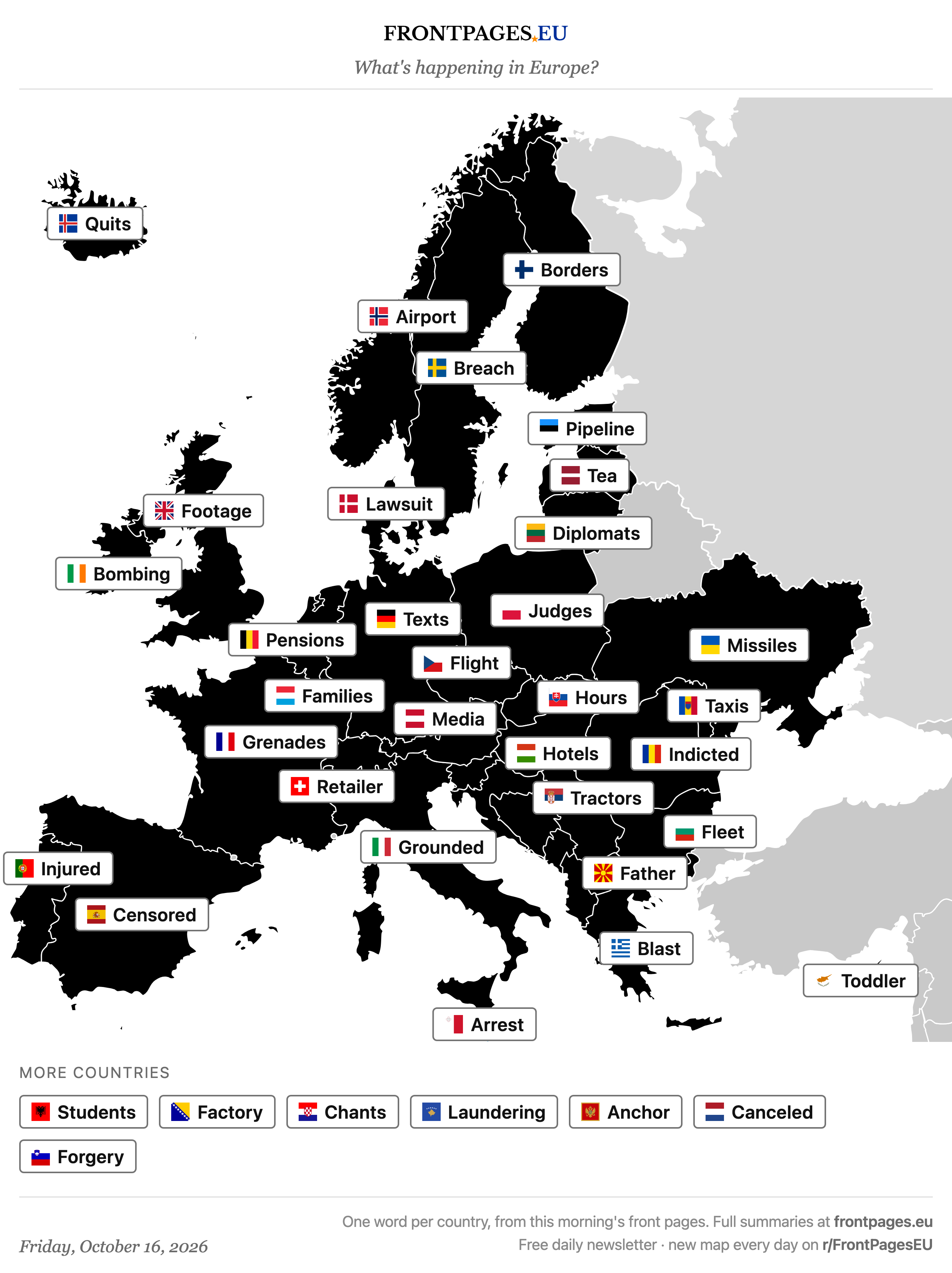 Romania indicts defense nominee on day one — FrontPages.eu, October 16, 2026
