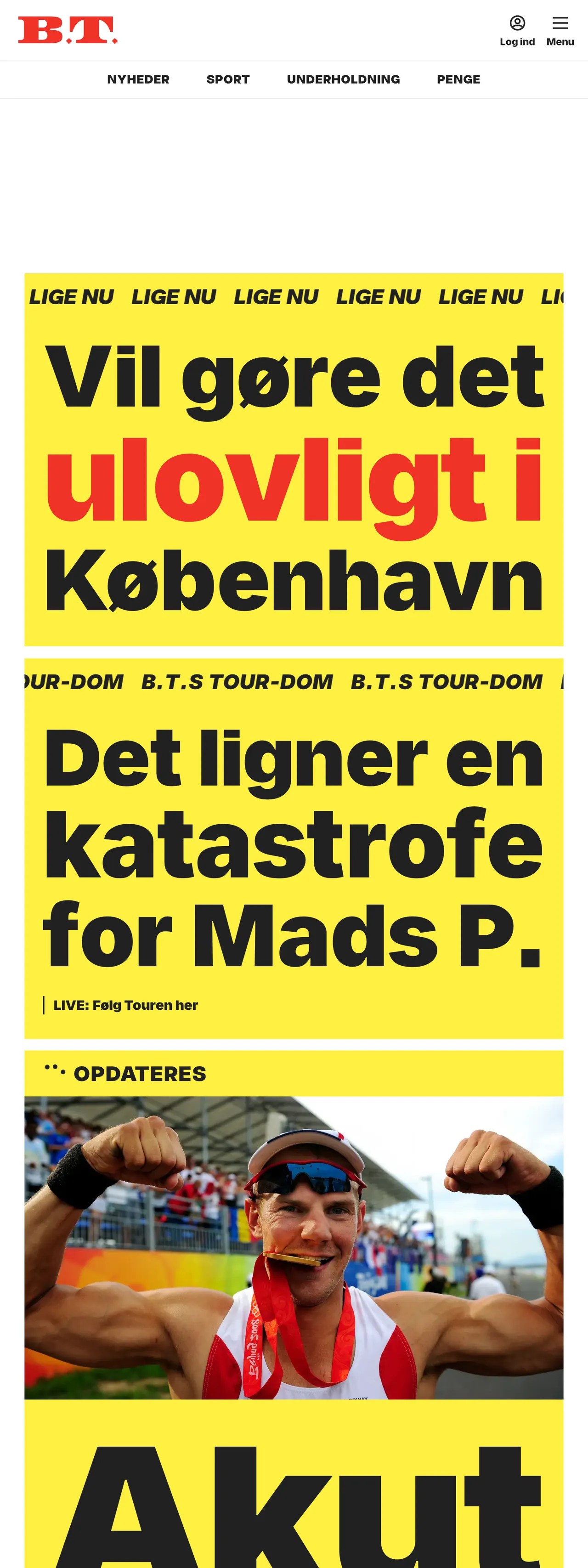 Screenshot of the B.T. front page