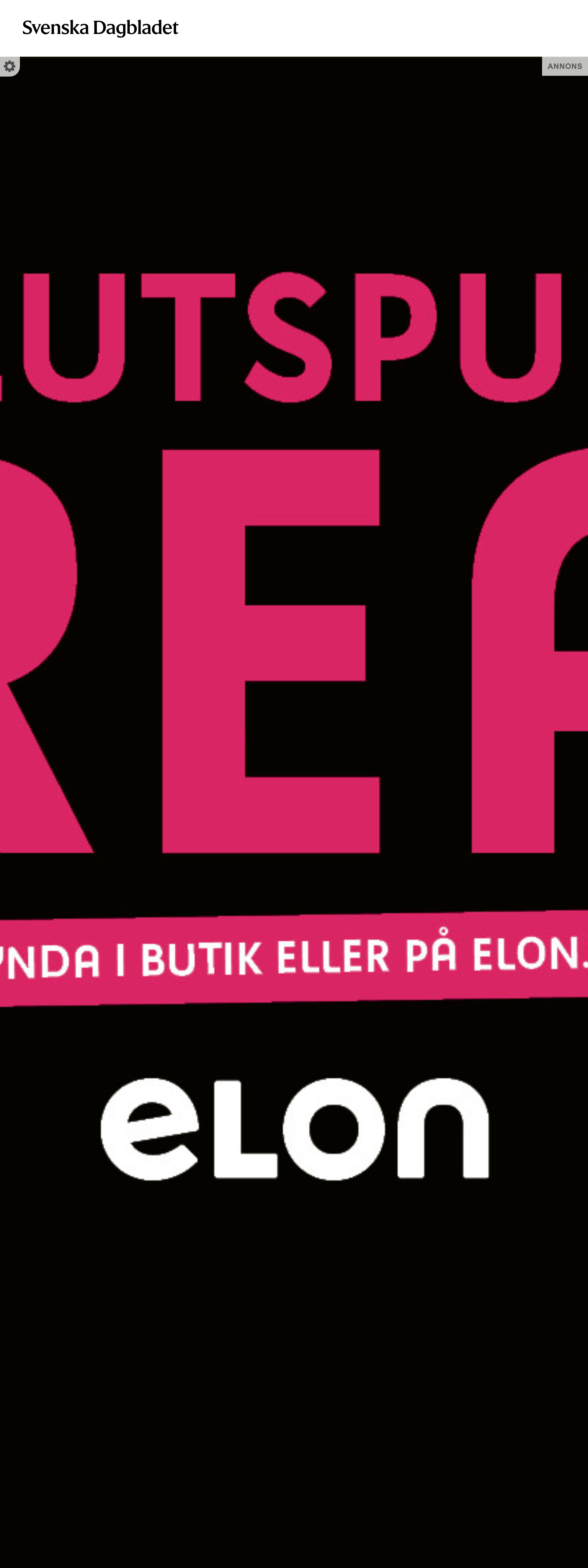 Screenshot of the Svenska Dagbladet front page