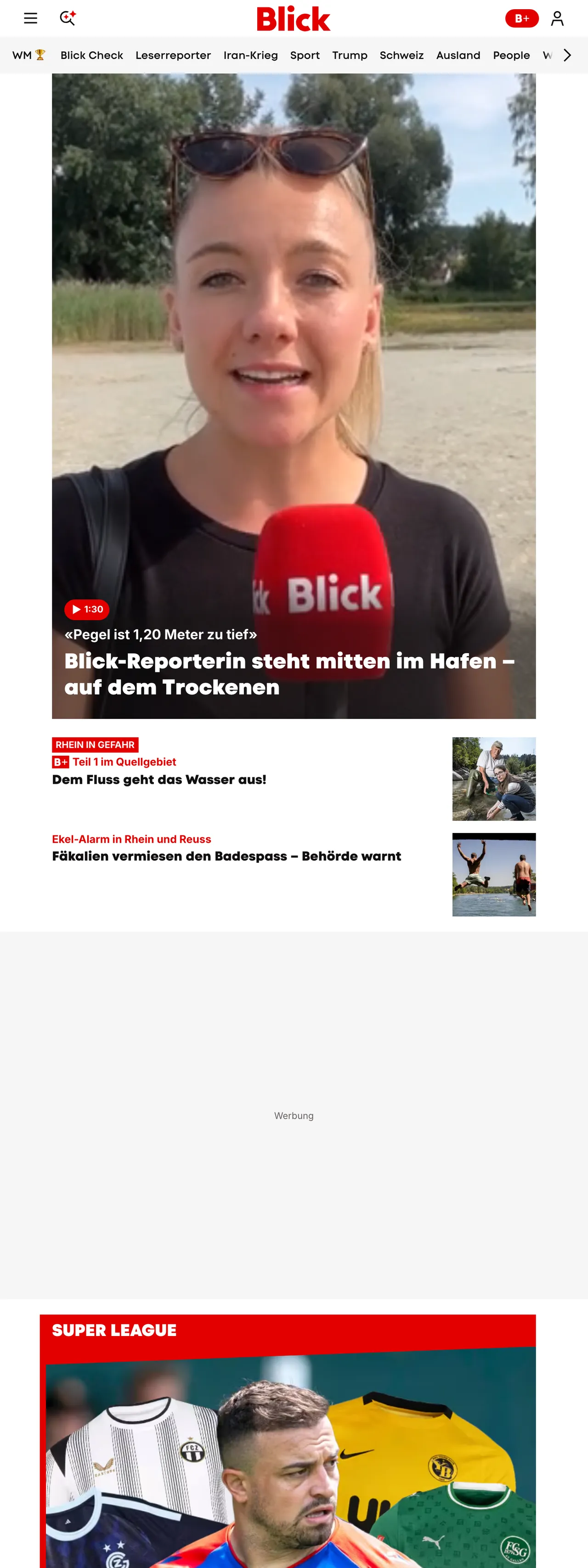 Screenshot of the Blick front page