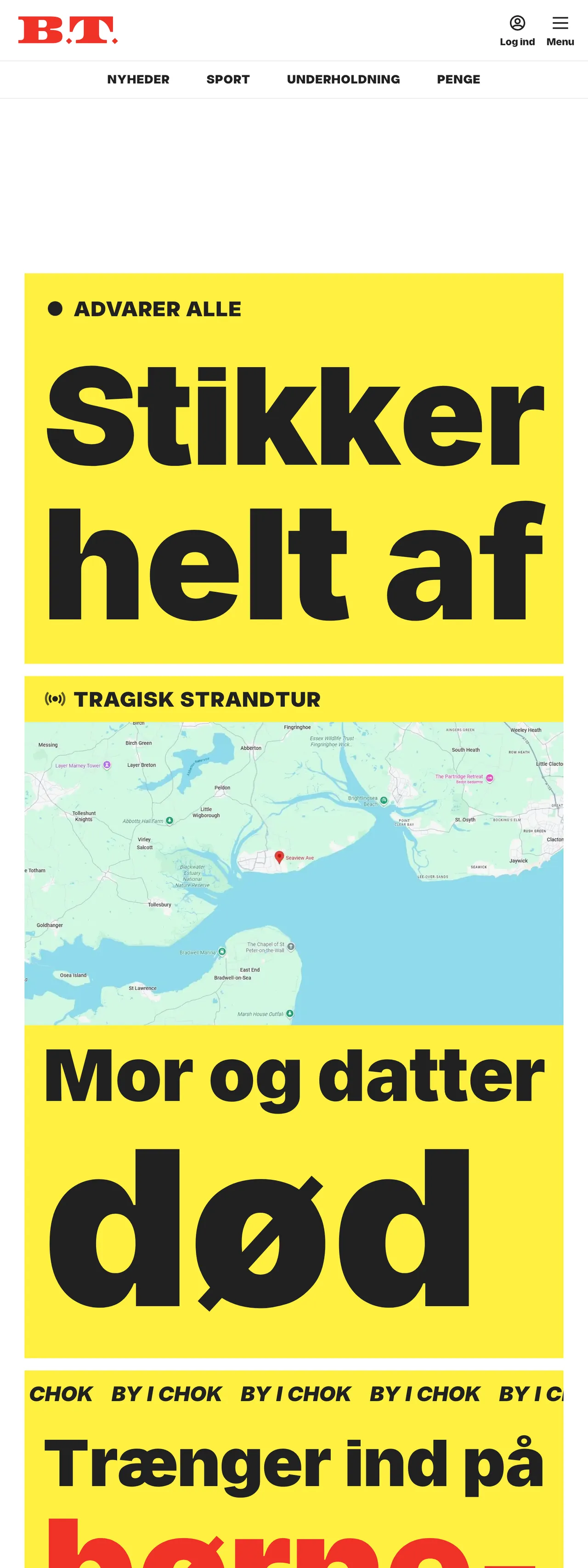 Screenshot of the B.T. front page