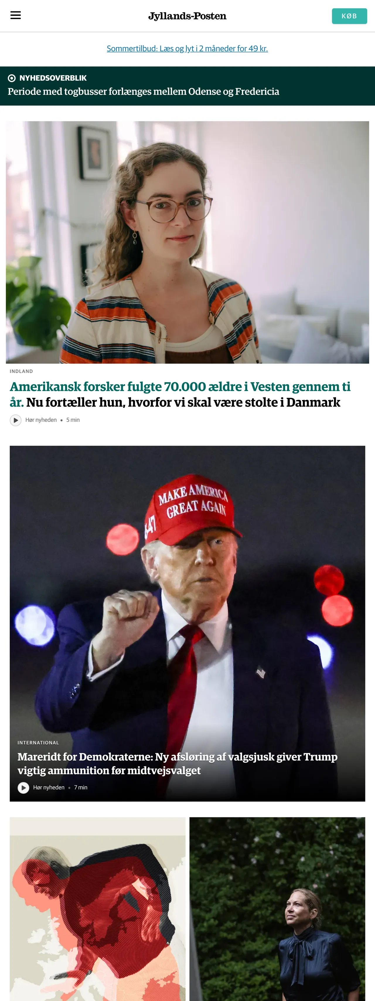 Screenshot of the Jyllands-Posten front page