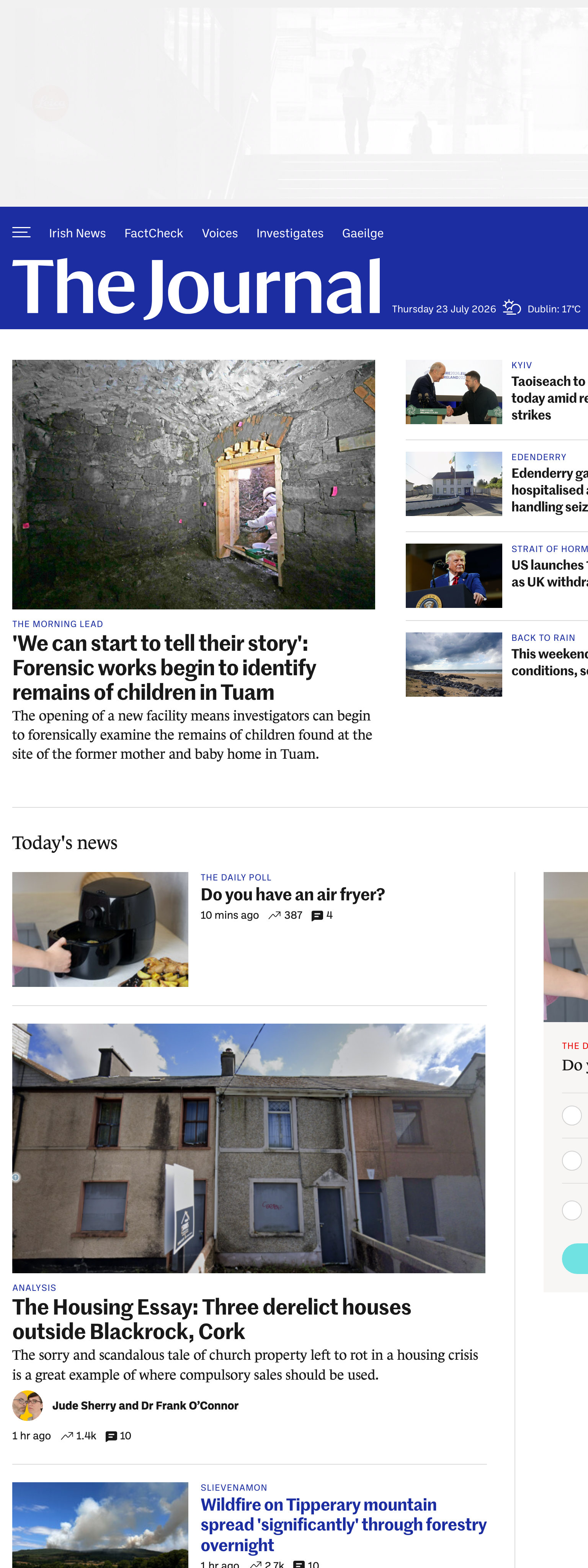 Screenshot of the TheJournal.ie front page