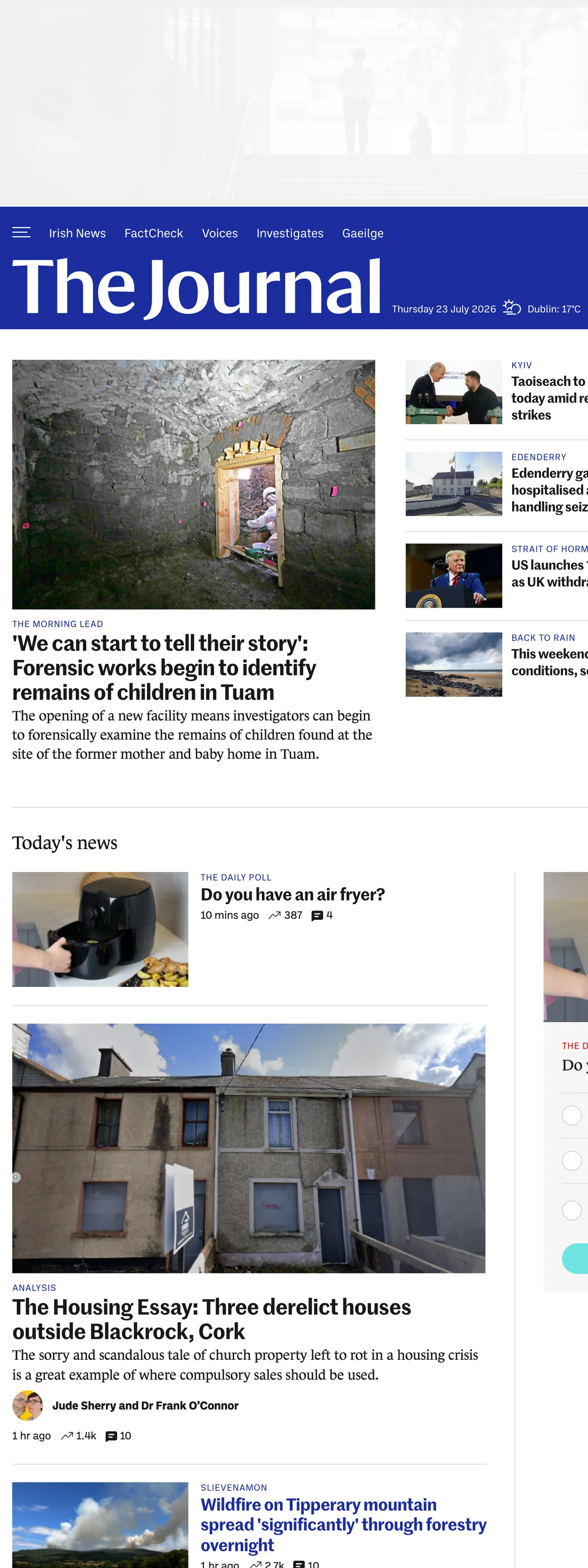 Screenshot of the TheJournal.ie front page