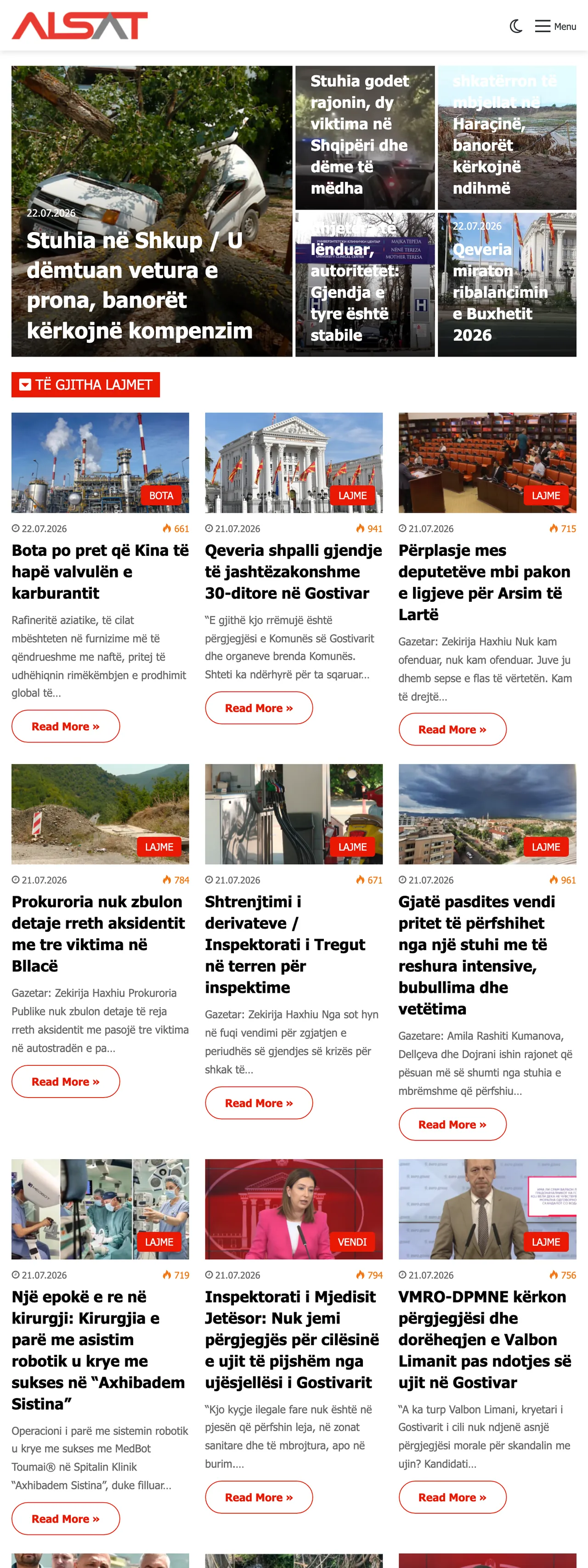 Screenshot of the ALSAT front page