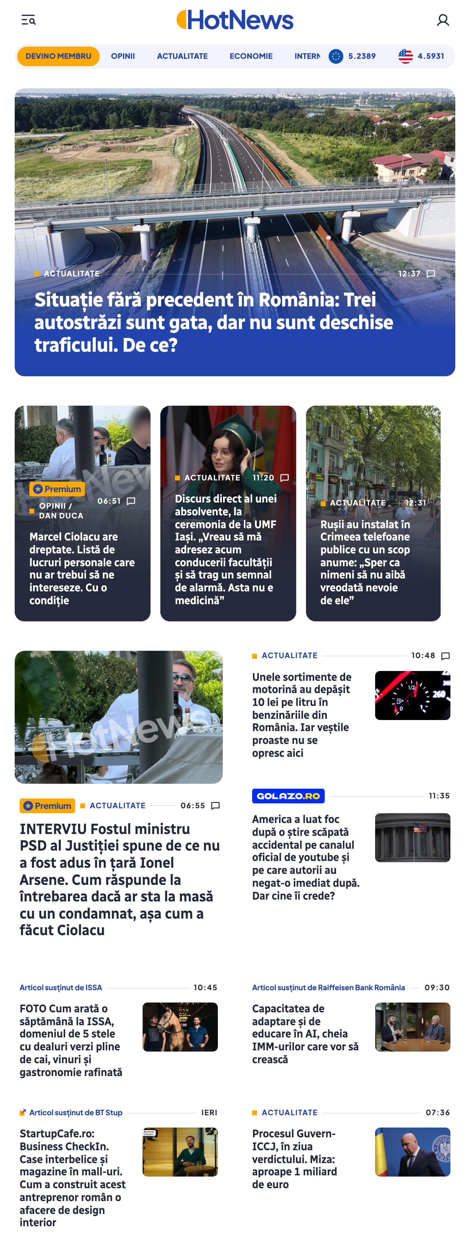 Screenshot of the HotNews.ro front page