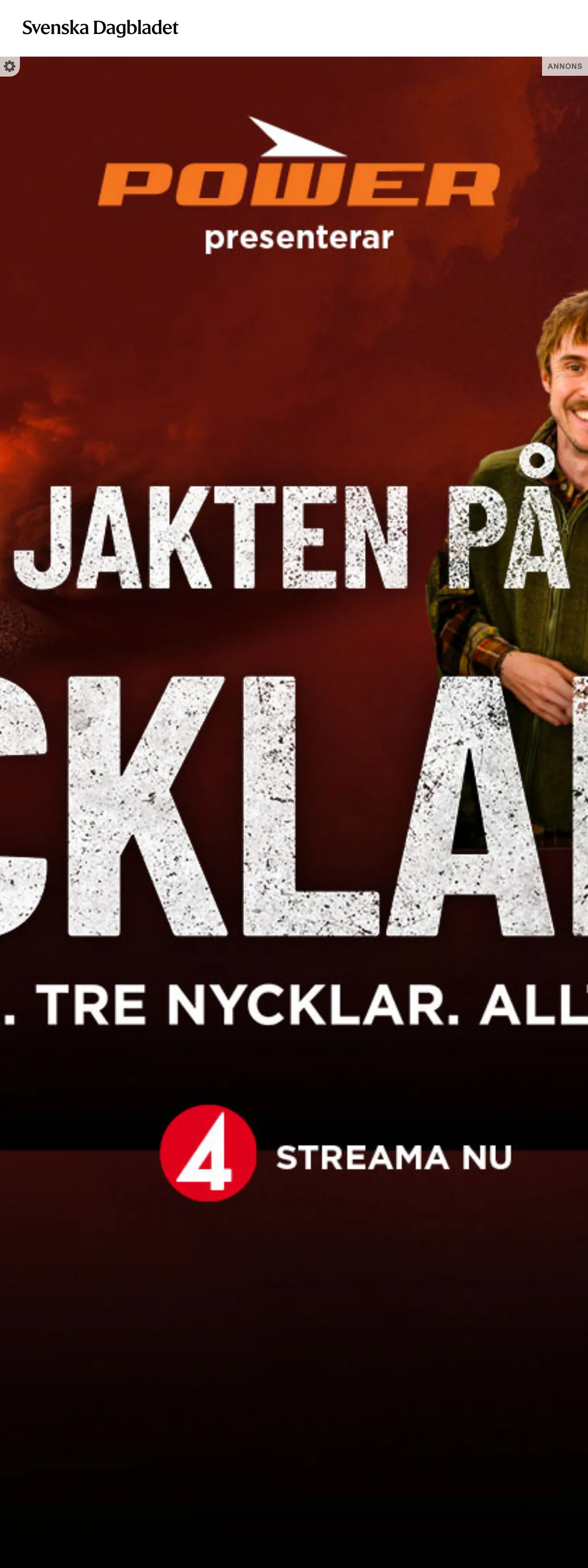 Screenshot of the Svenska Dagbladet front page