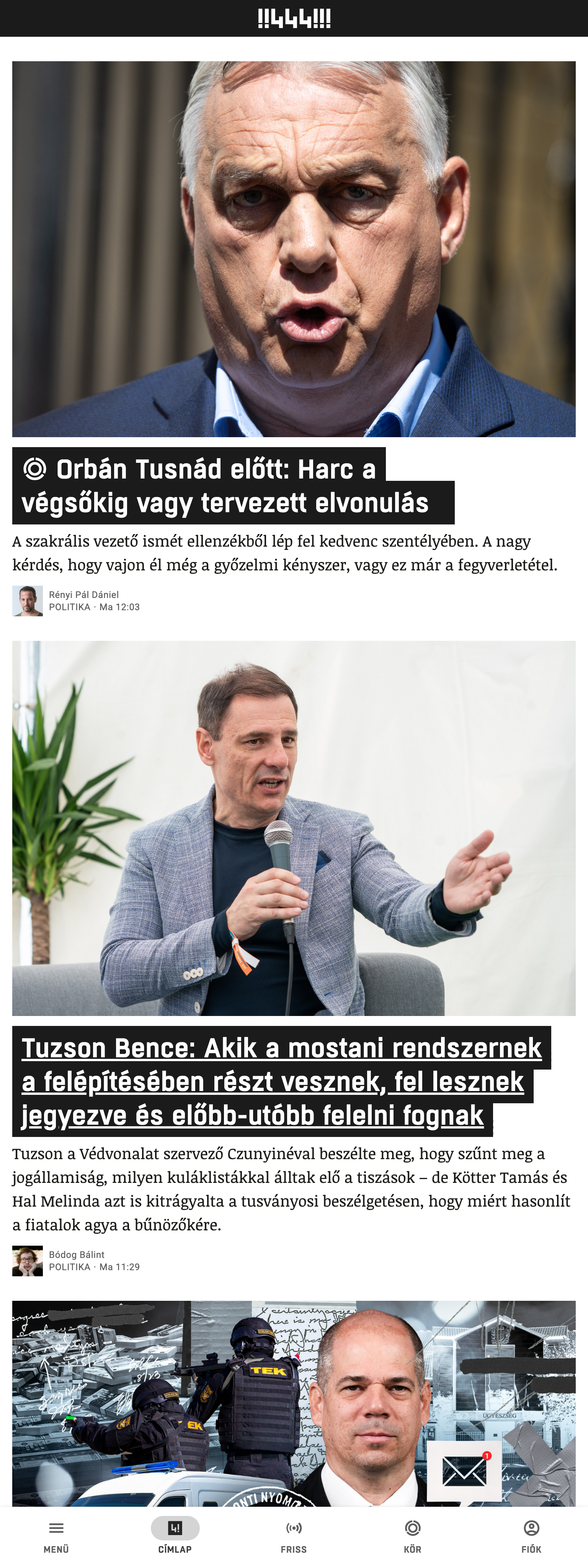 Screenshot of the 444 front page