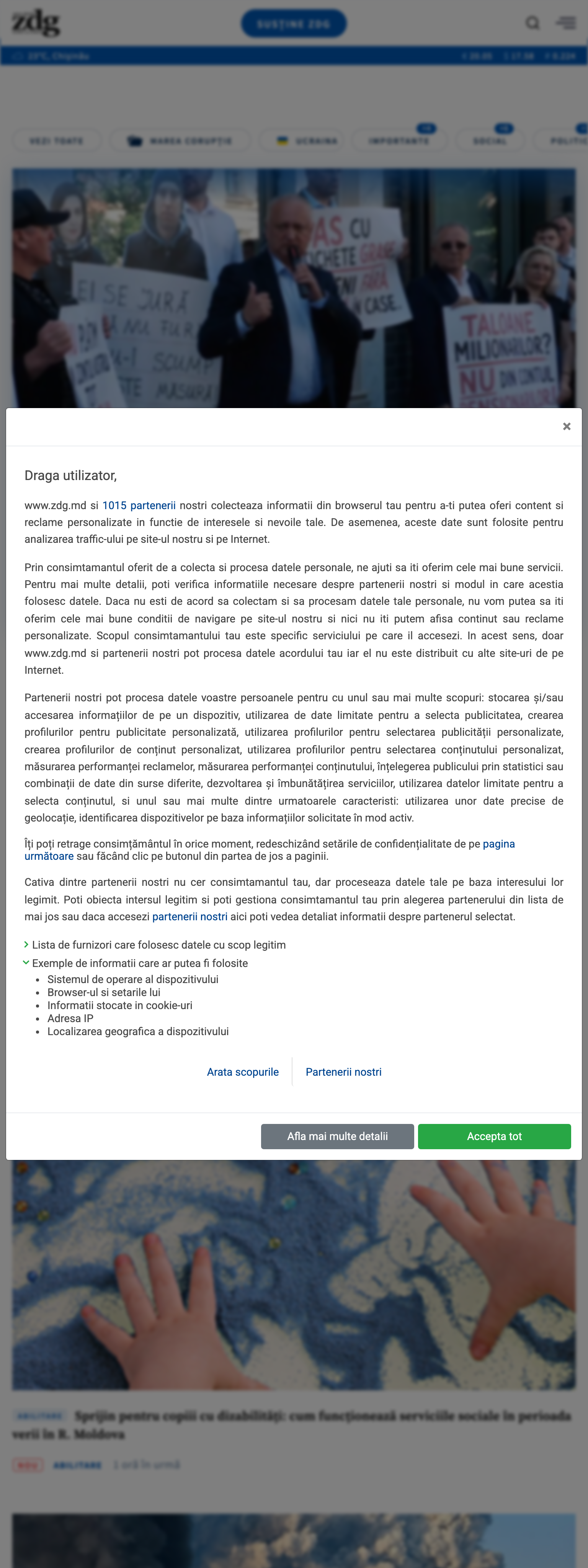 Screenshot of the Ziarul de Gardă front page