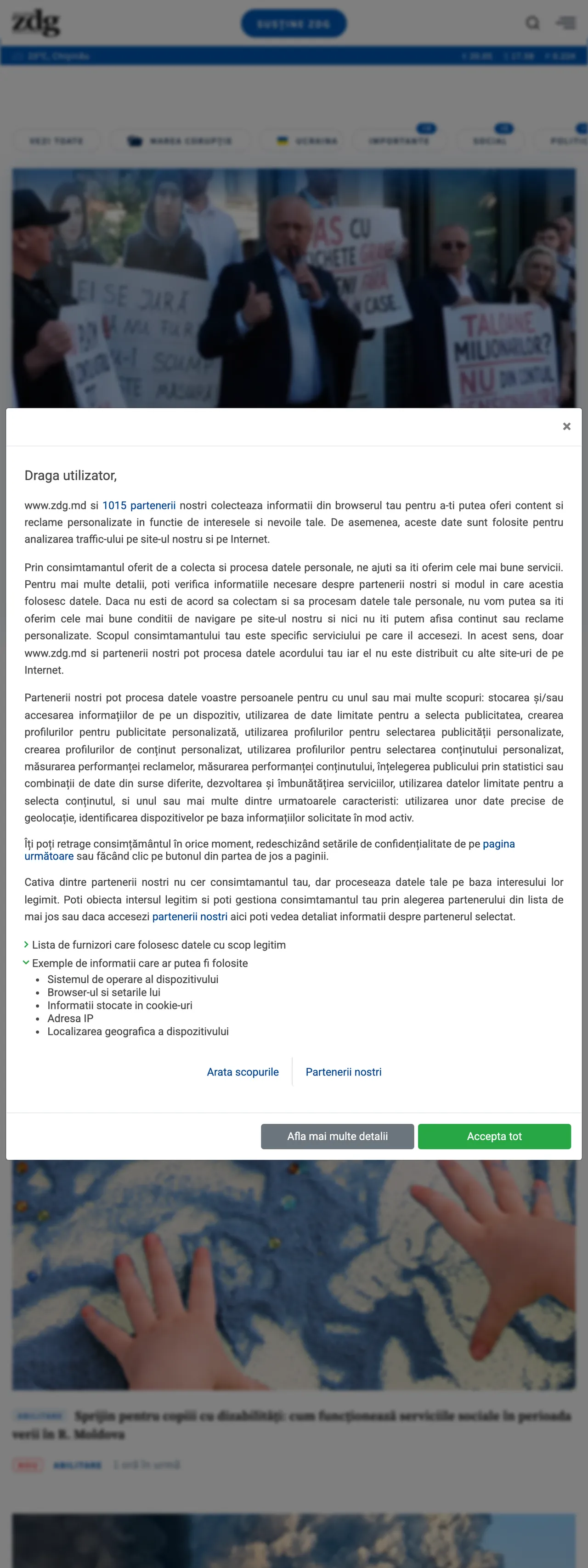 Screenshot of the Ziarul de Gardă front page