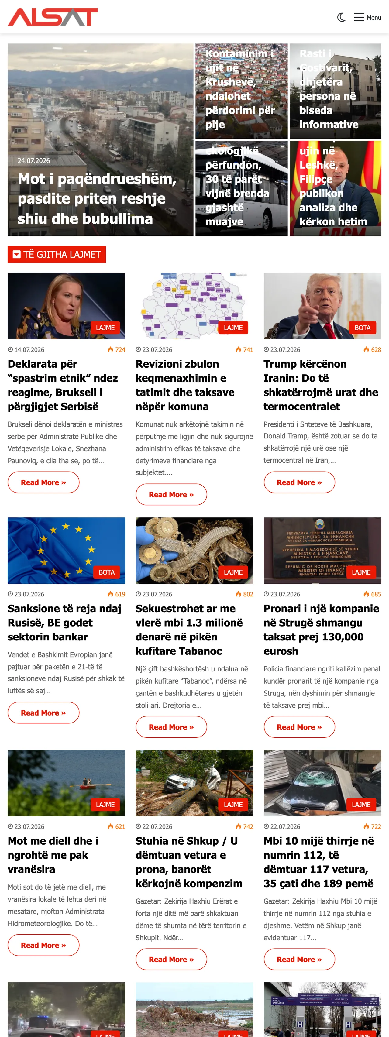 Screenshot of the ALSAT front page