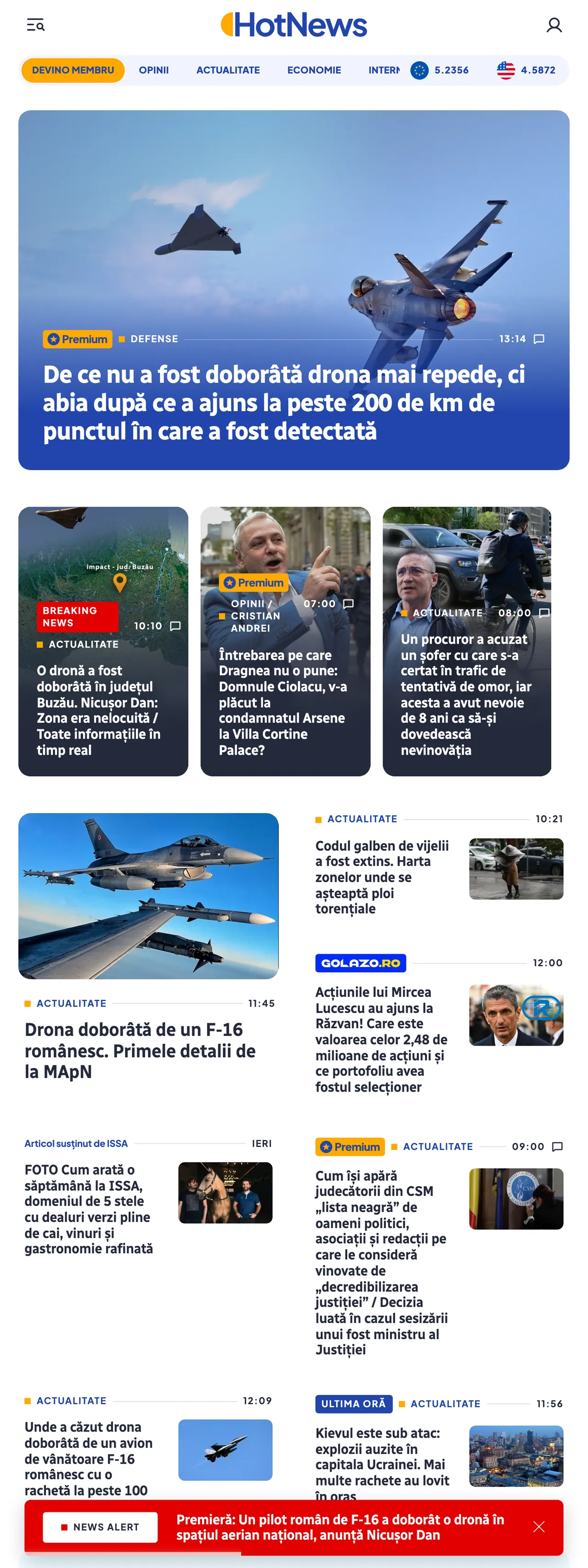 Screenshot of the HotNews.ro front page
