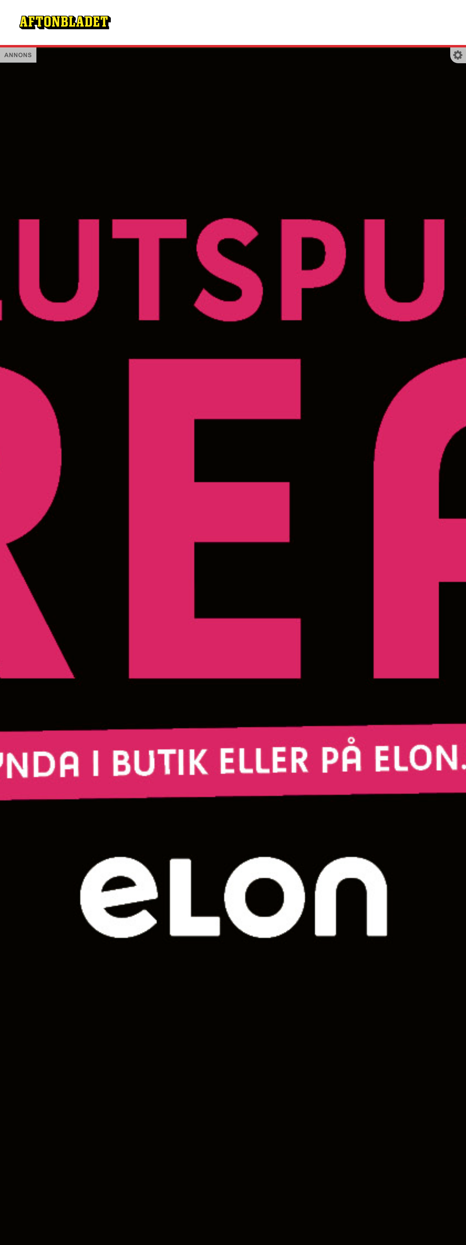 Screenshot of the Aftonbladet front page