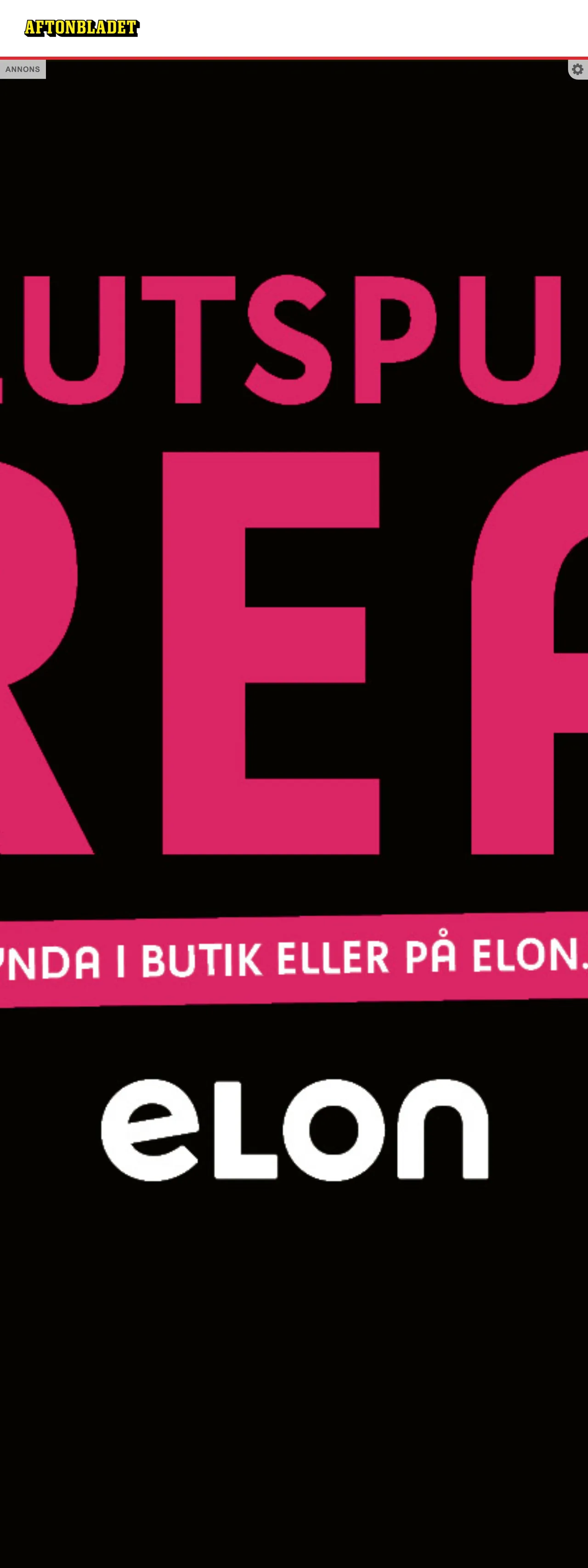 Screenshot of the Aftonbladet front page