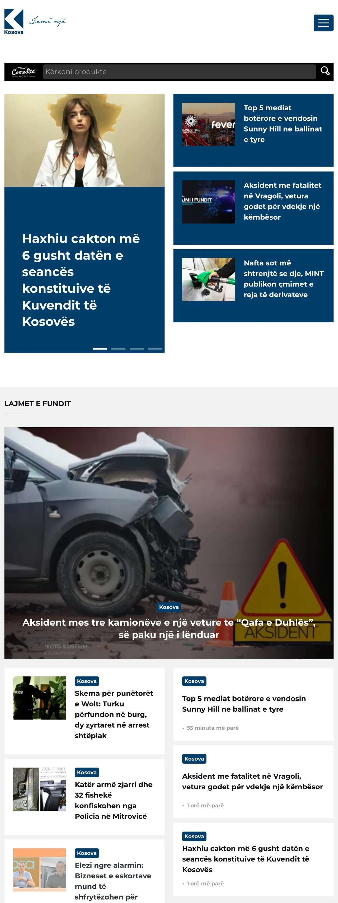 Screenshot of the Klan Kosova front page
