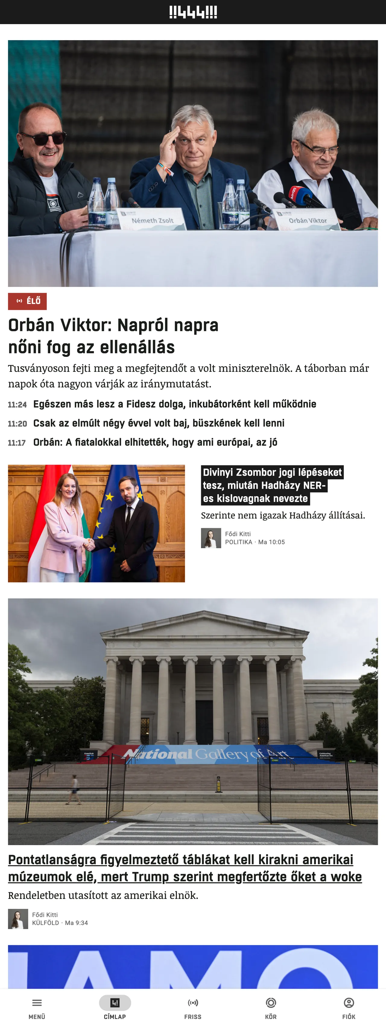 Screenshot of the 444 front page