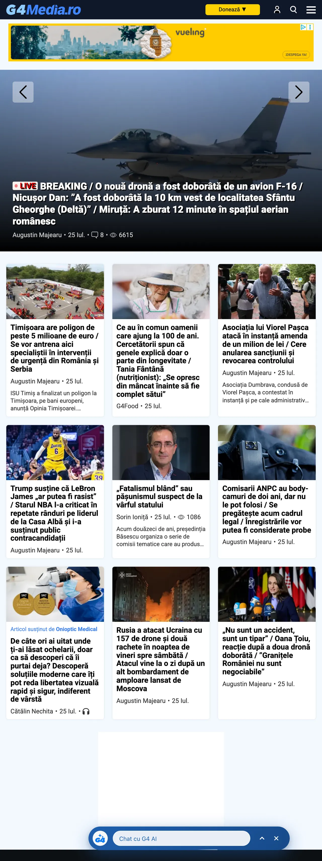 Screenshot of the G4Media front page