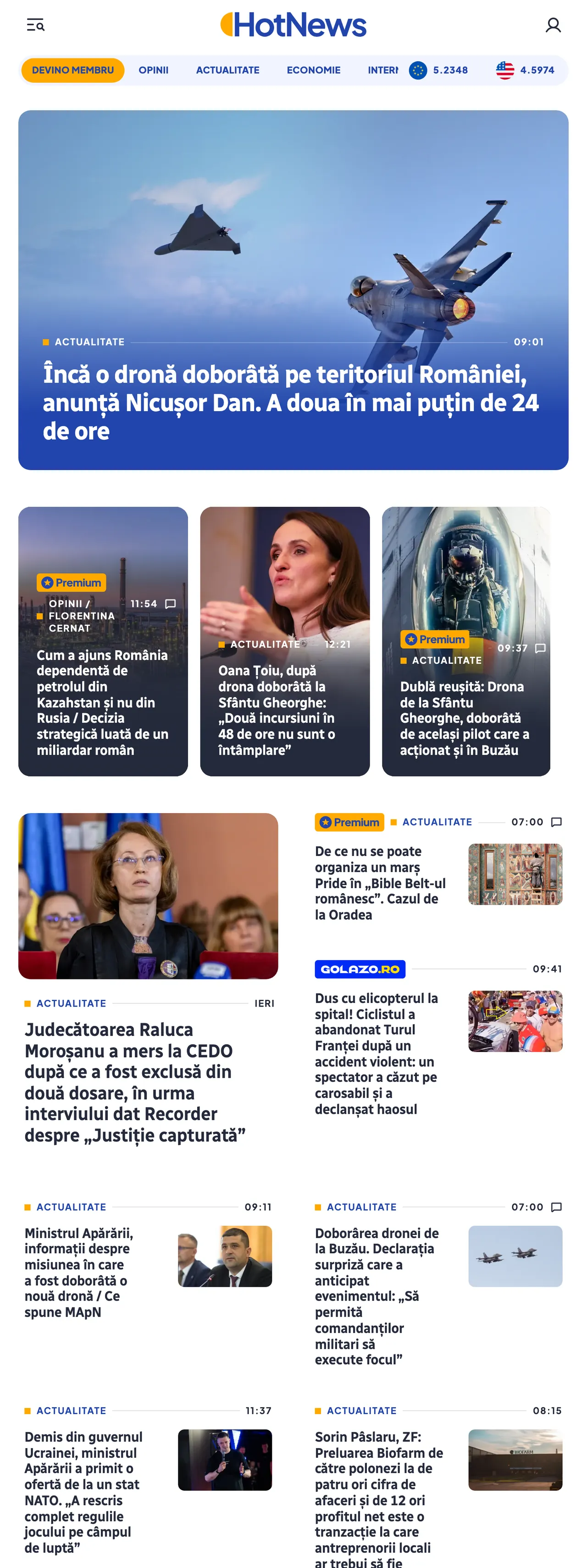 Screenshot of the HotNews.ro front page