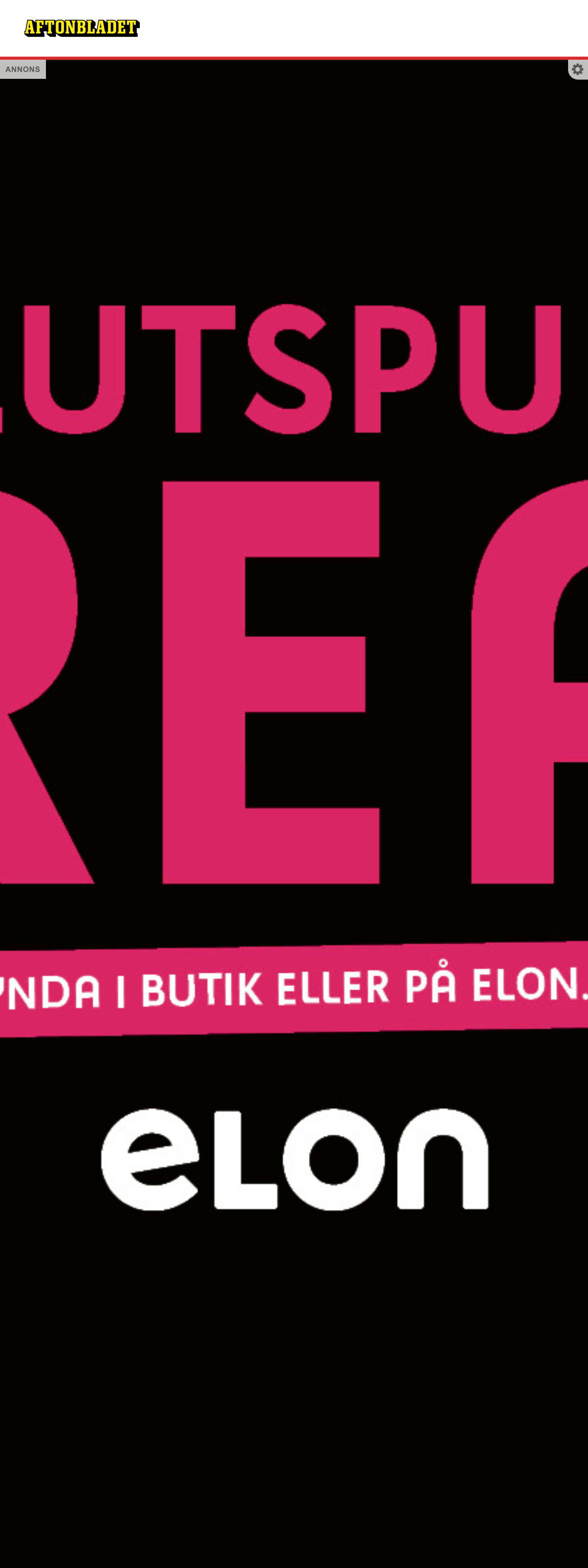 Screenshot of the Aftonbladet front page