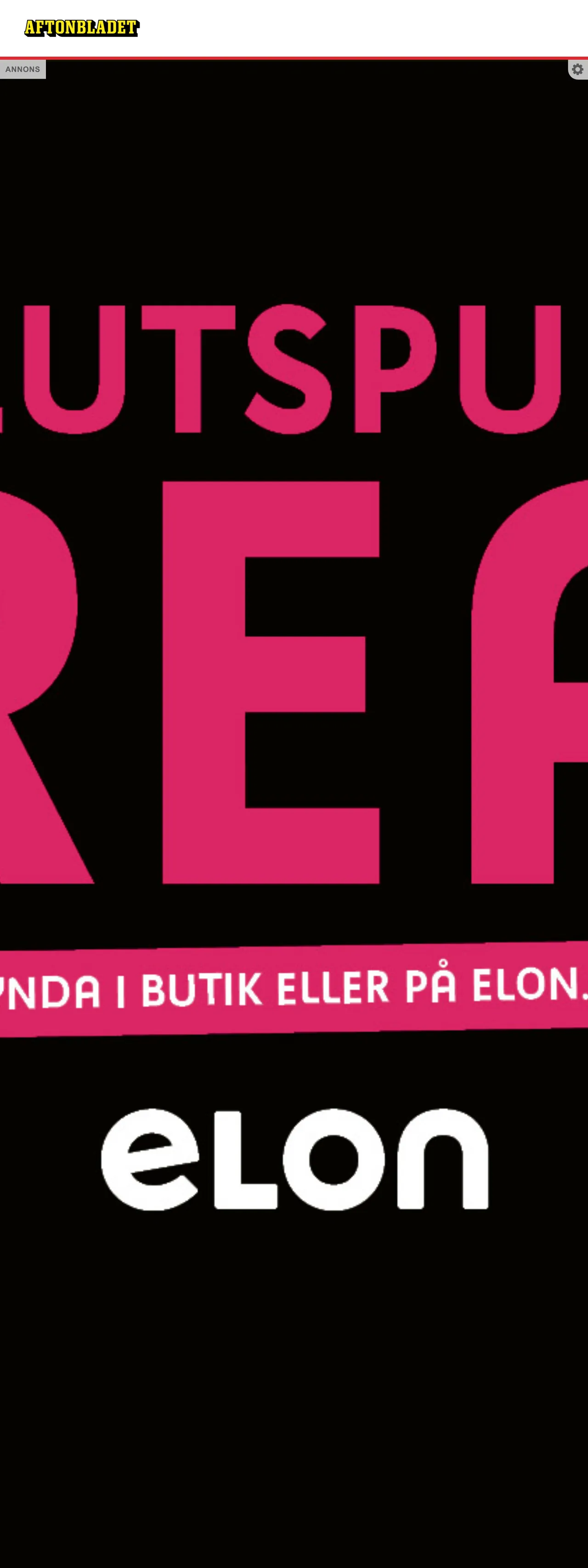 Screenshot of the Aftonbladet front page
