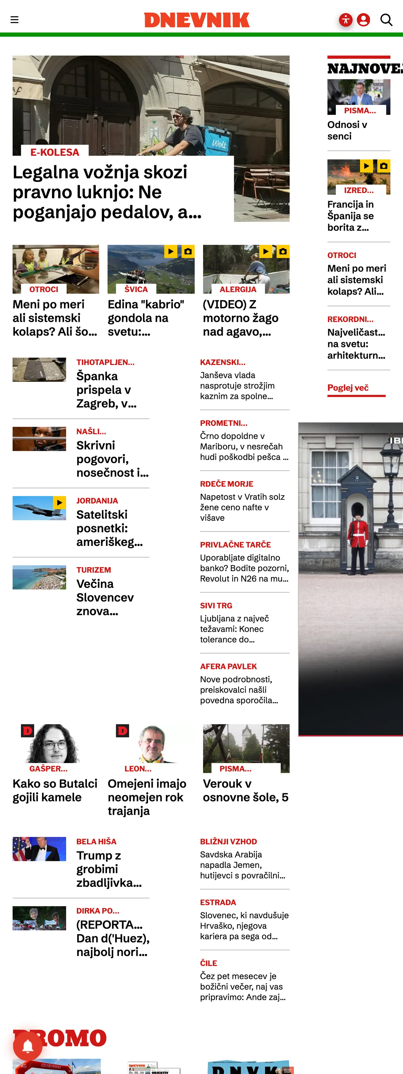Screenshot of the Dnevnik front page