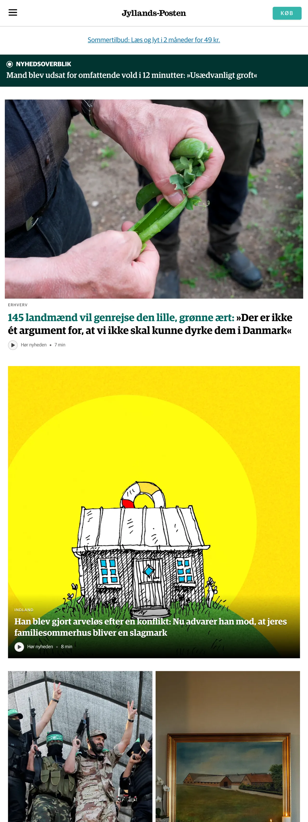 Screenshot of the Jyllands-Posten front page