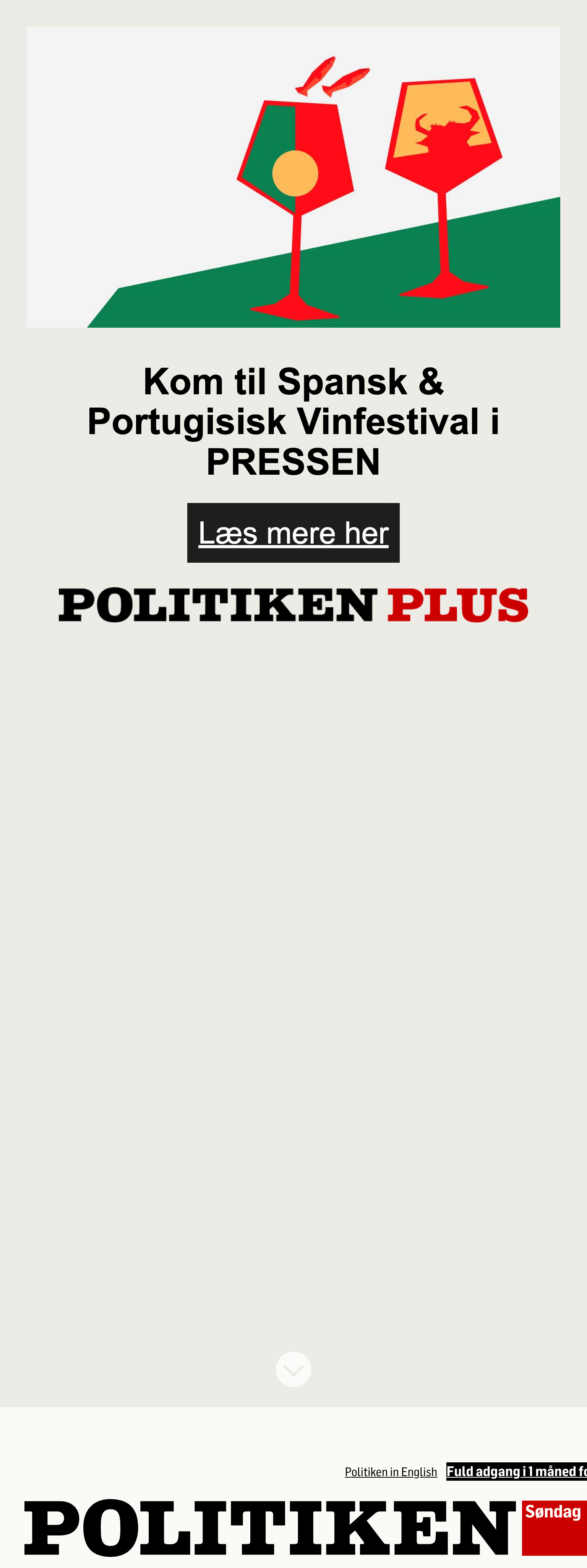 Screenshot of the Politiken front page