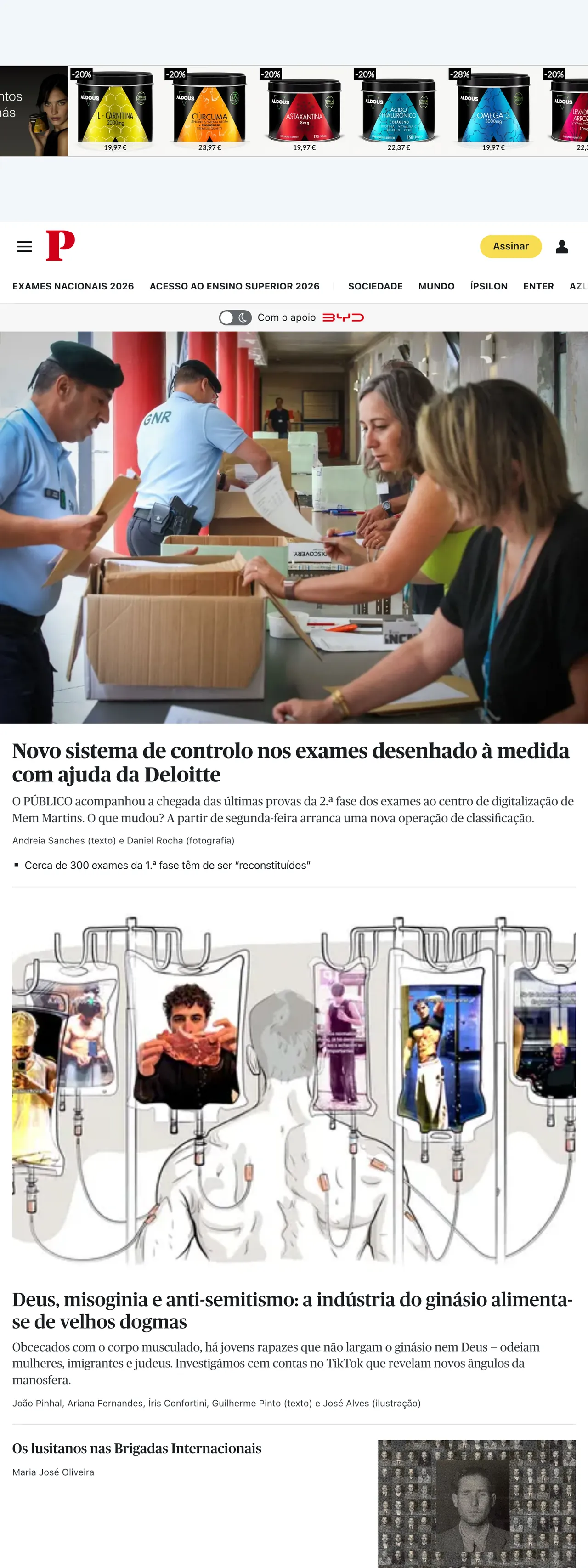 Screenshot of the Público front page