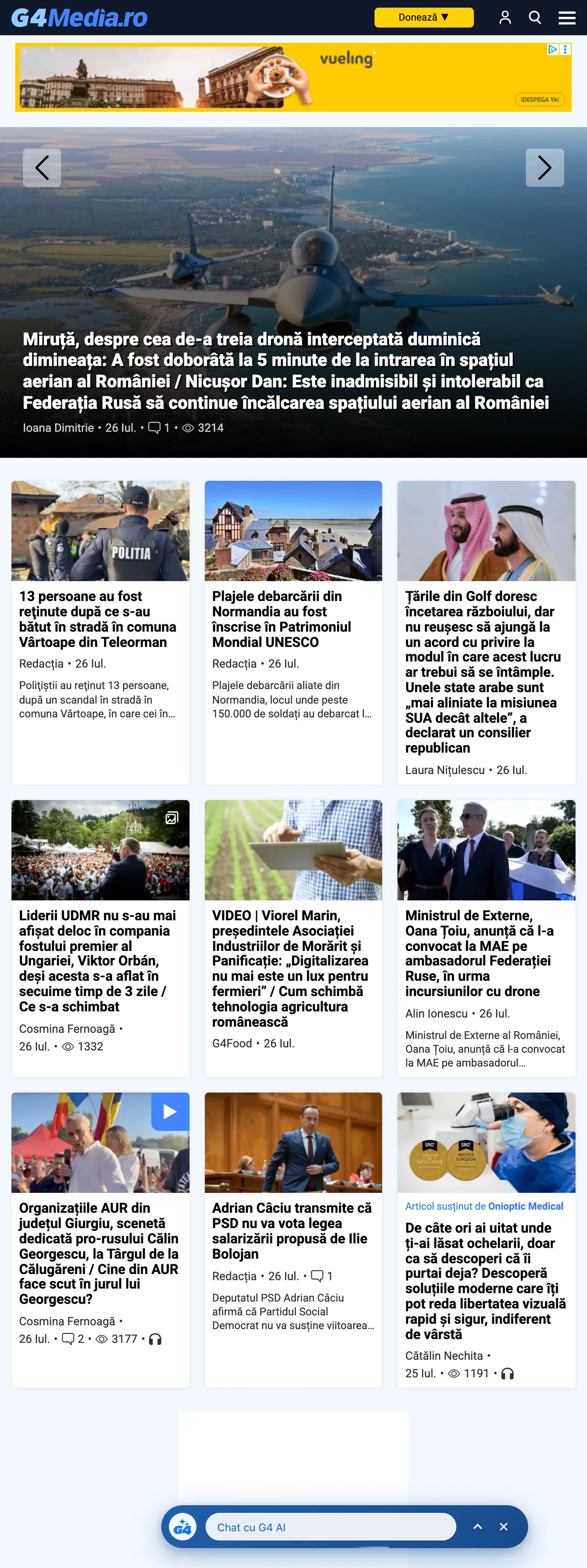 Screenshot of the G4Media front page