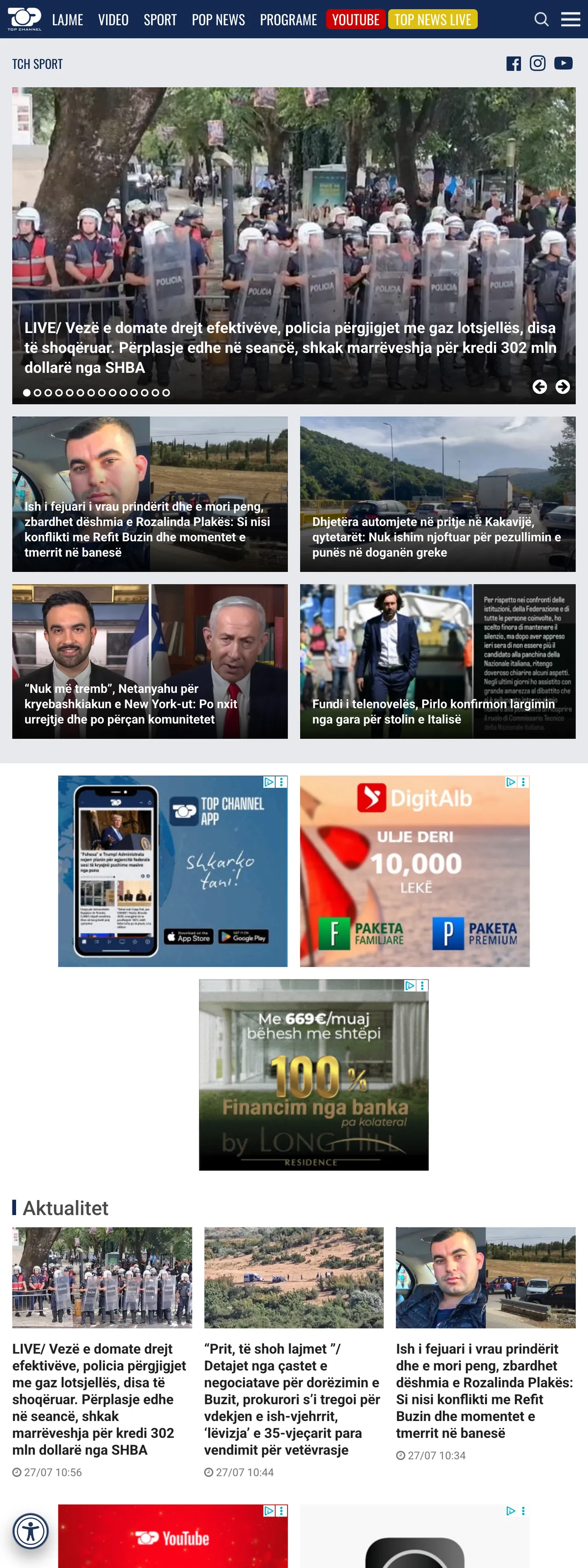 Screenshot of the Top Channel front page