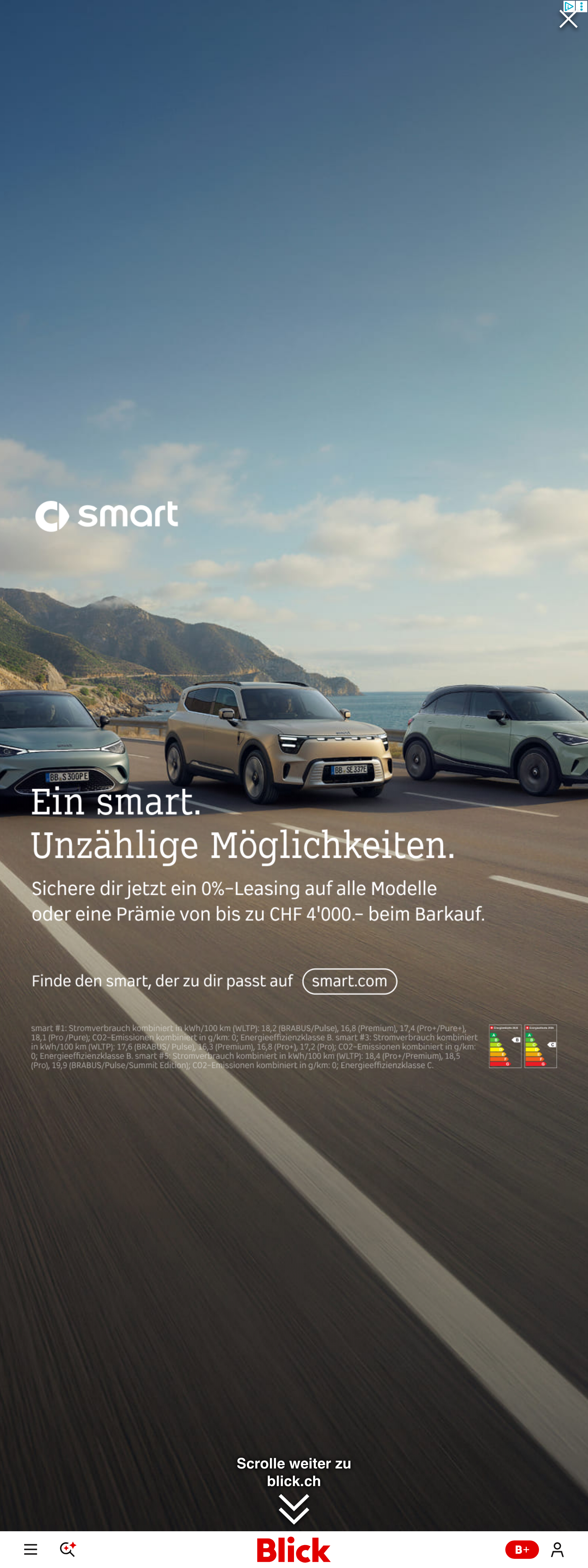 Screenshot of the Blick front page