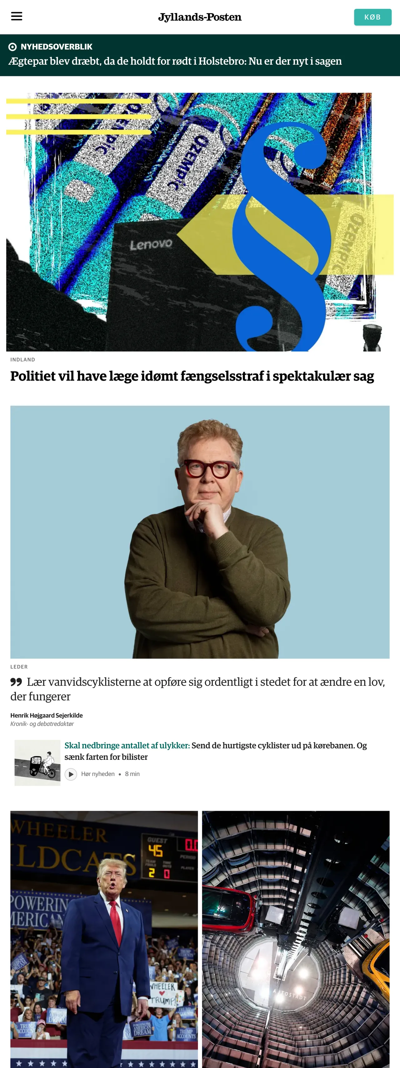 Screenshot of the Jyllands-Posten front page