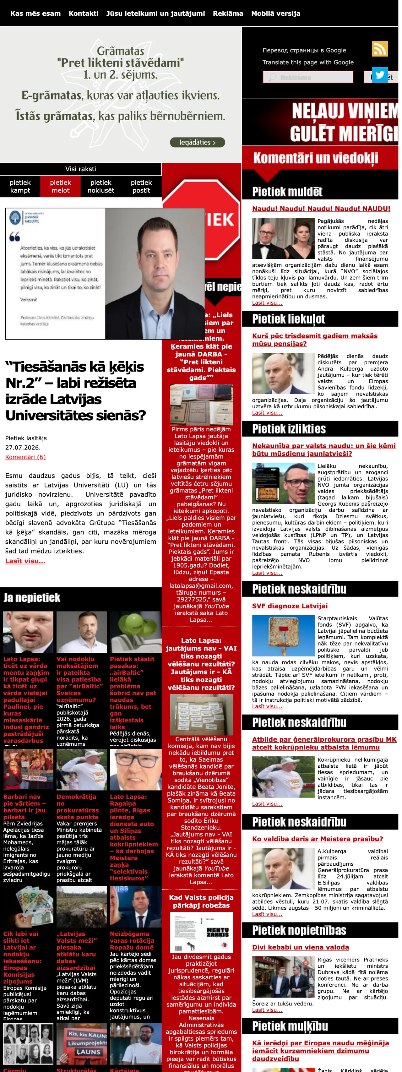 Screenshot of the Pietiek front page