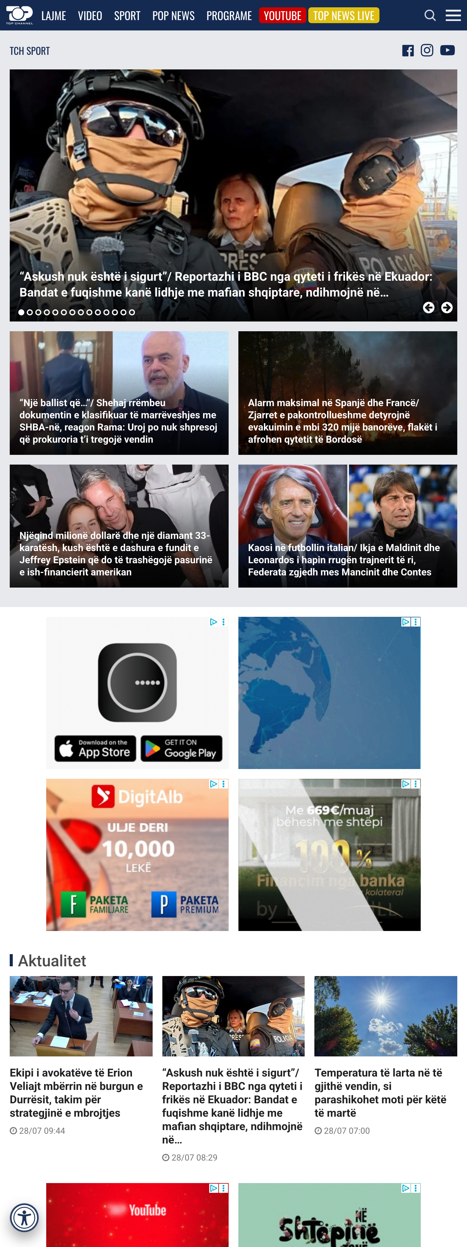Screenshot of the Top Channel front page