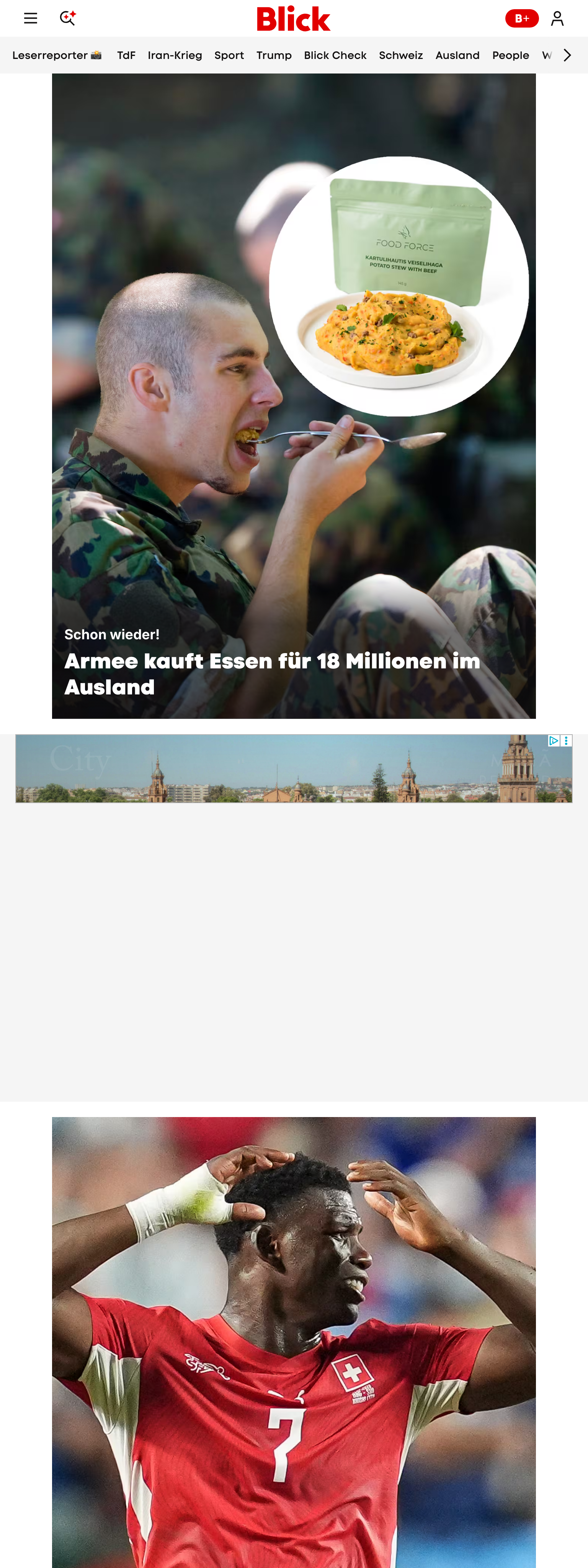 Screenshot of the Blick front page