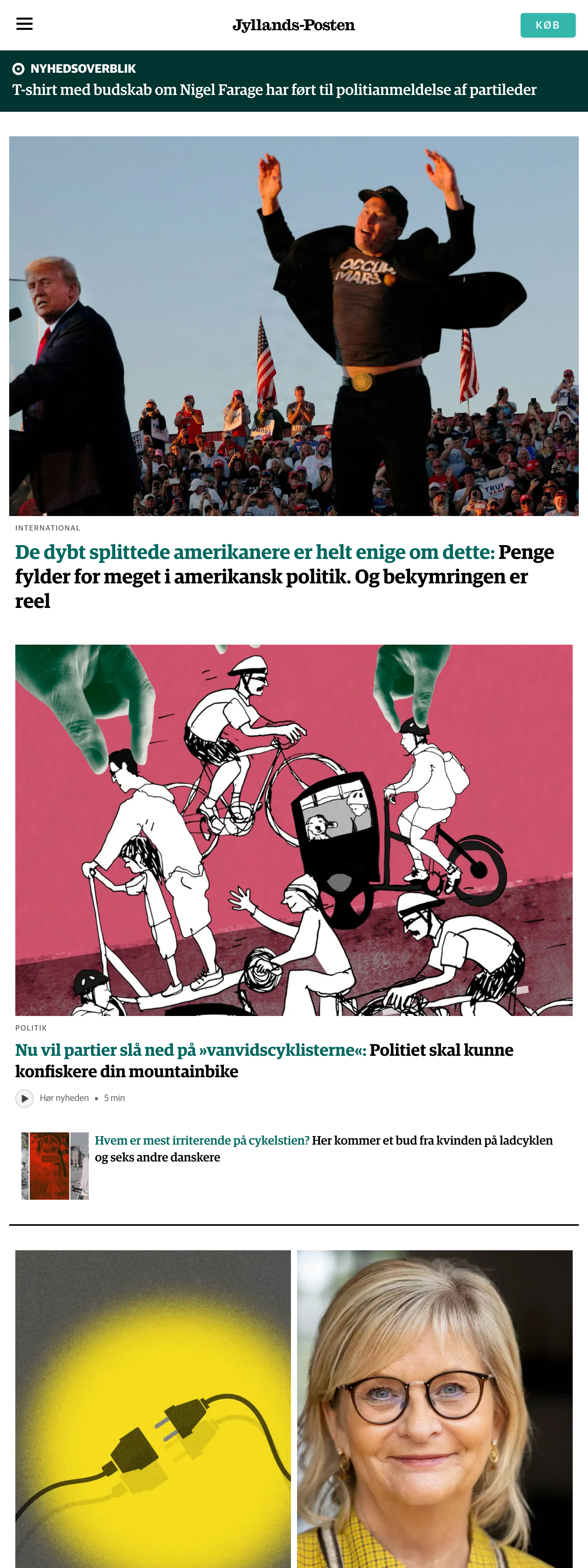 Screenshot of the Jyllands-Posten front page