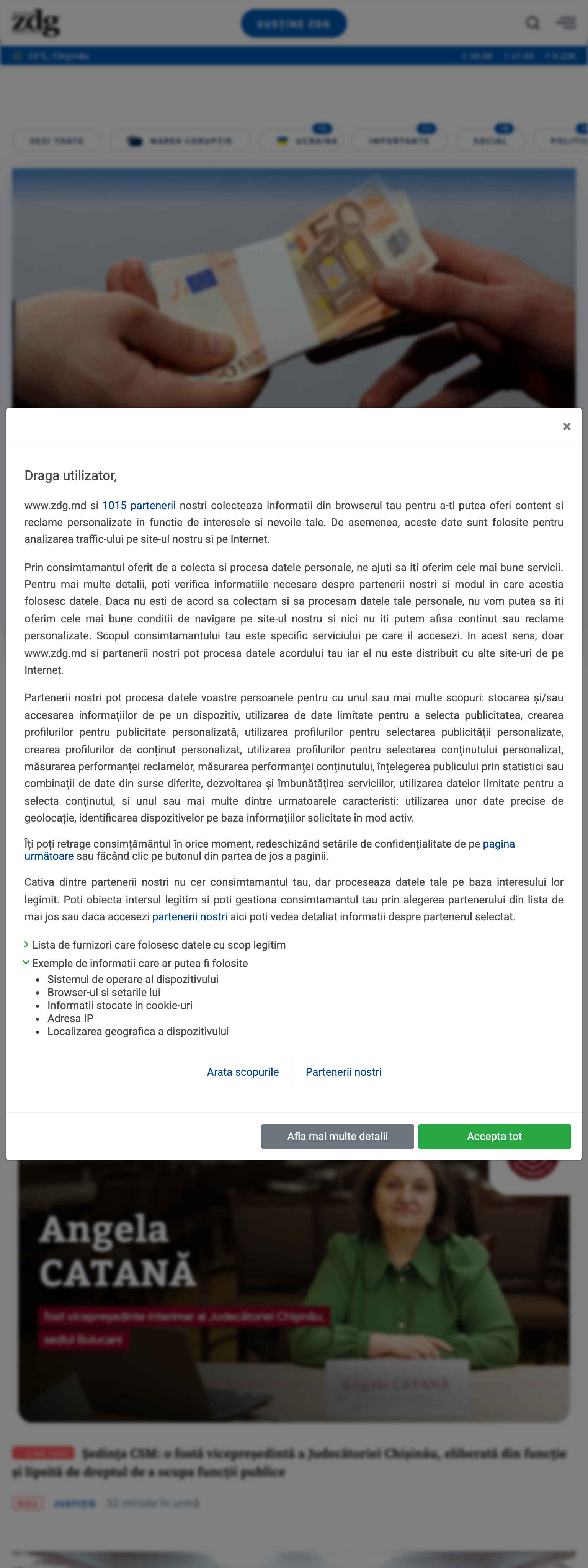 Screenshot of the Ziarul de Gardă front page