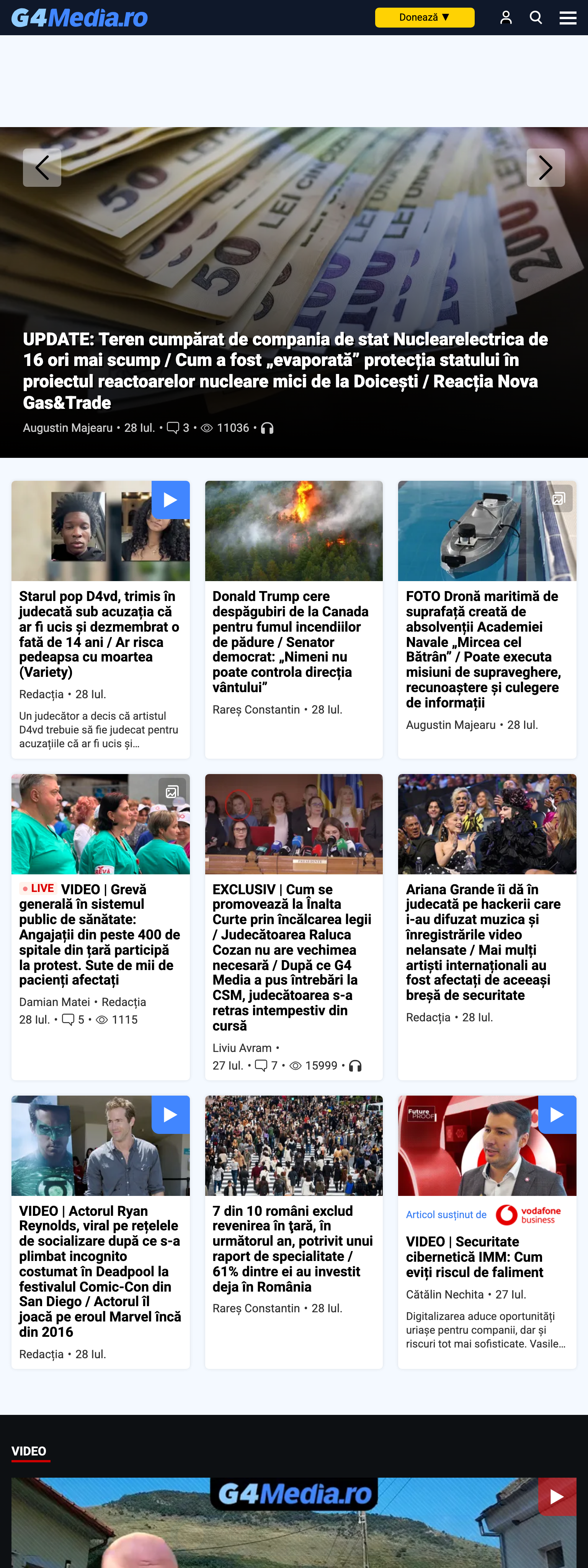 Screenshot of the G4Media front page