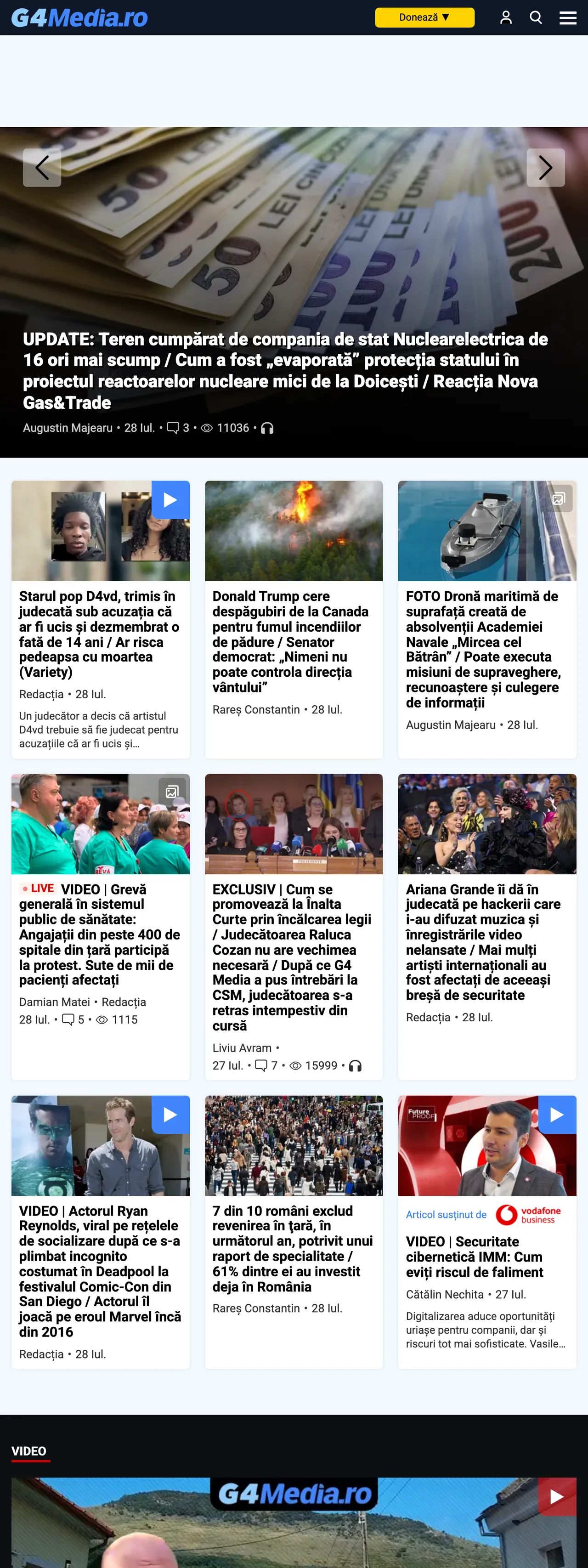 Screenshot of the G4Media front page