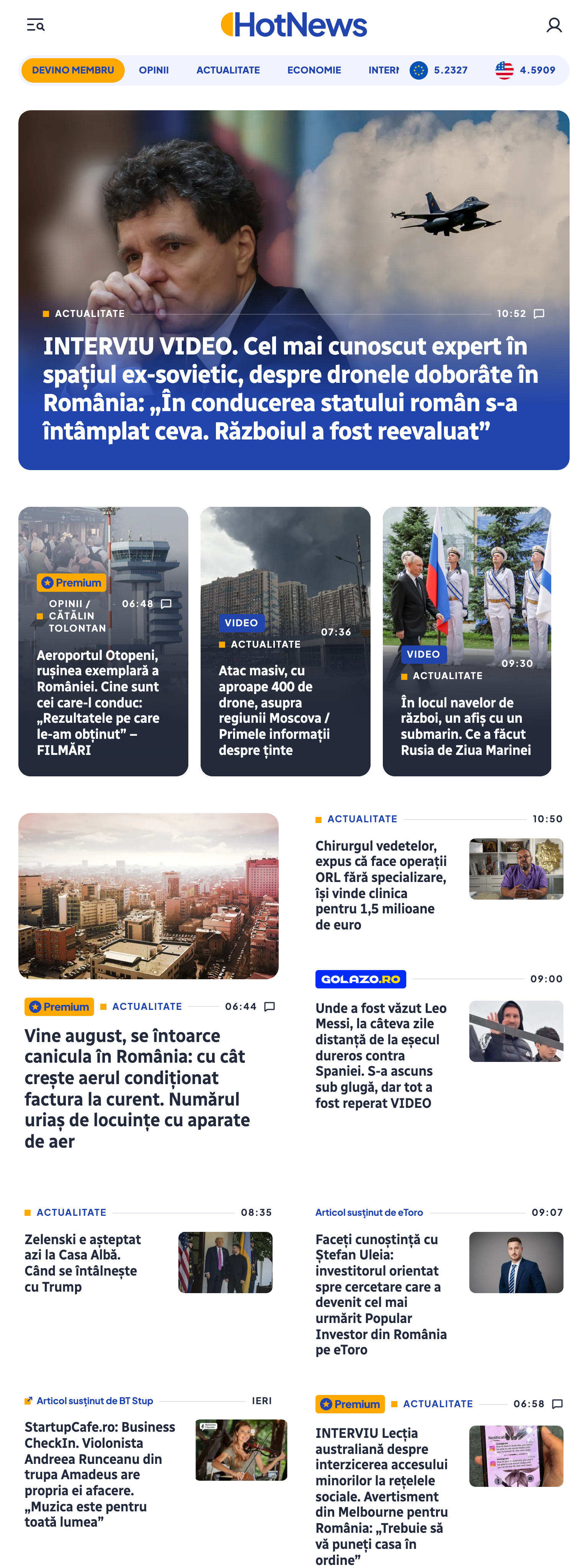 Screenshot of the HotNews.ro front page