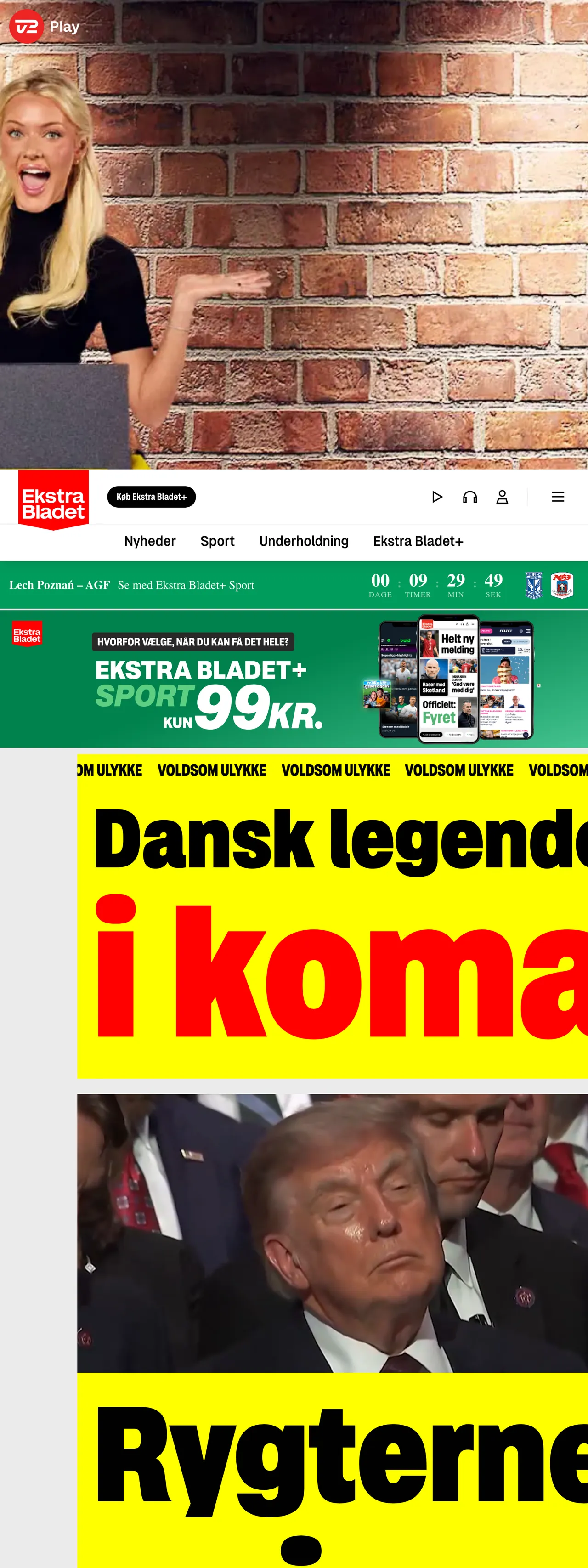 Screenshot of the Ekstra Bladet front page