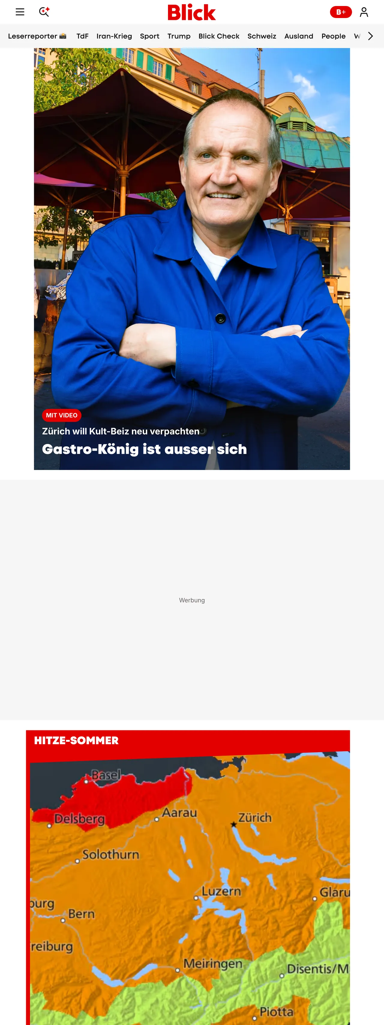 Screenshot of the Blick front page