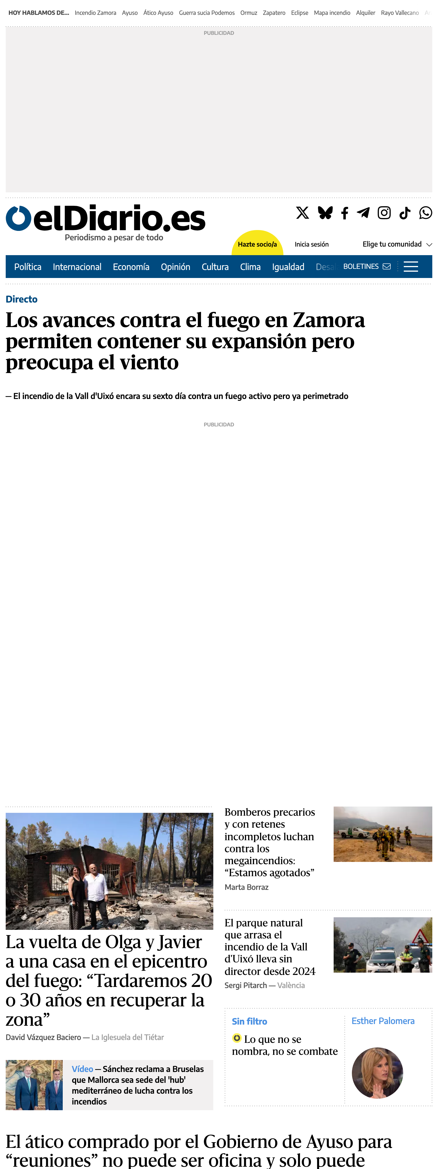 Screenshot of the elDiario.es front page