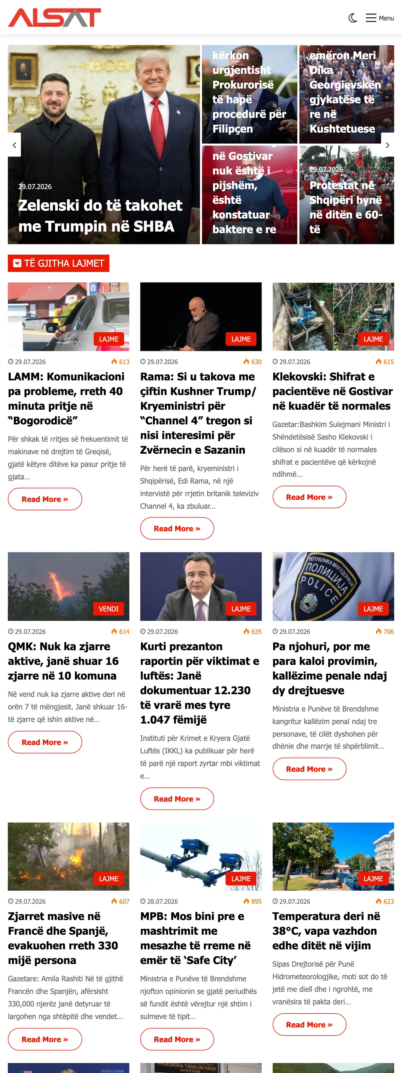 Screenshot of the ALSAT front page