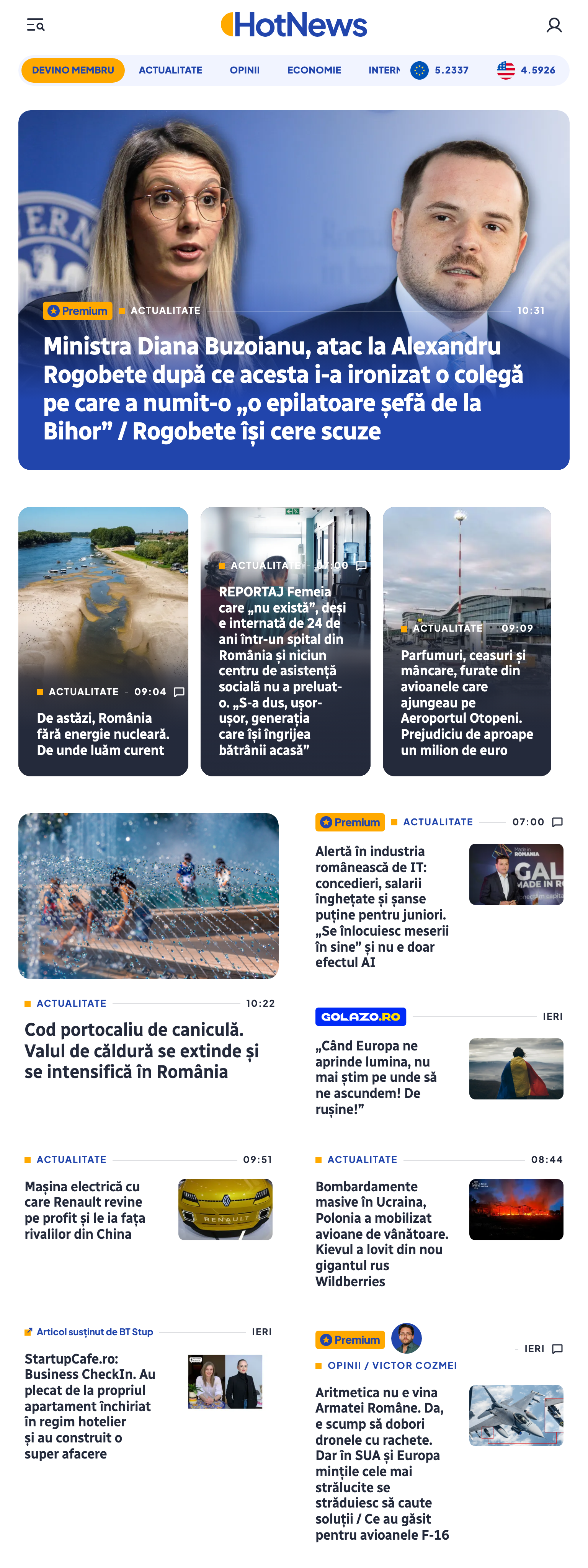 Screenshot of the HotNews.ro front page