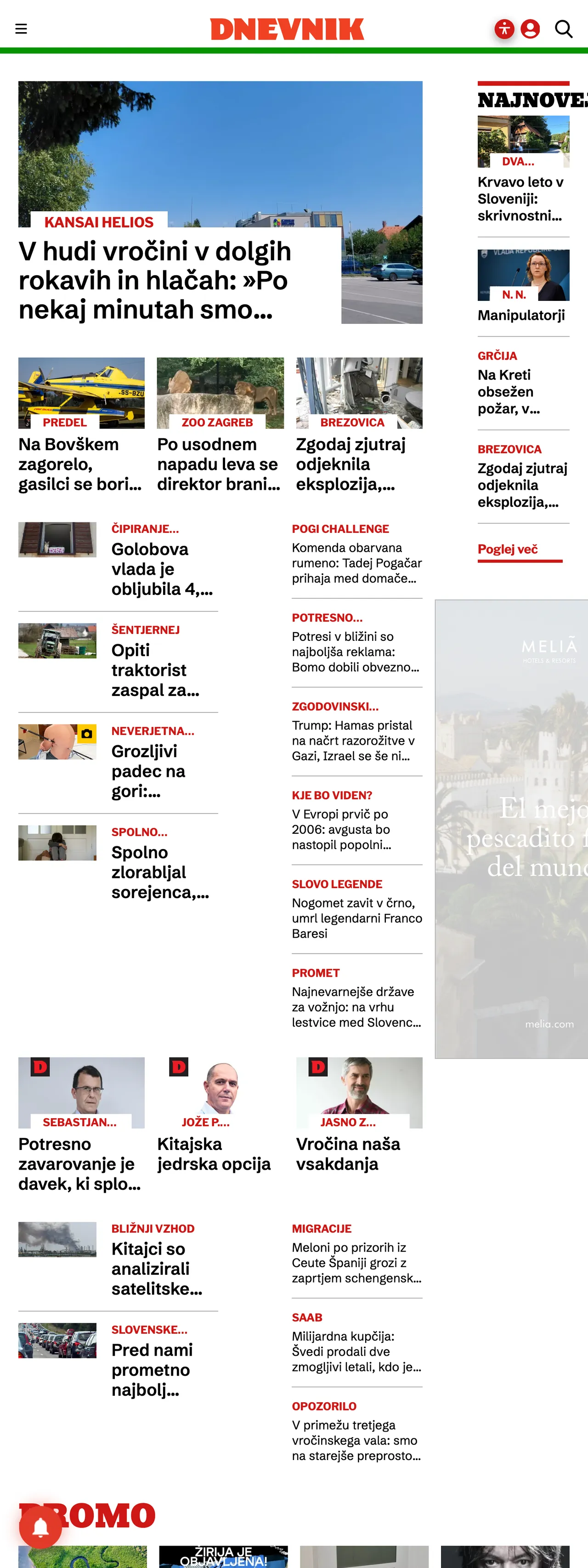 Screenshot of the Dnevnik front page