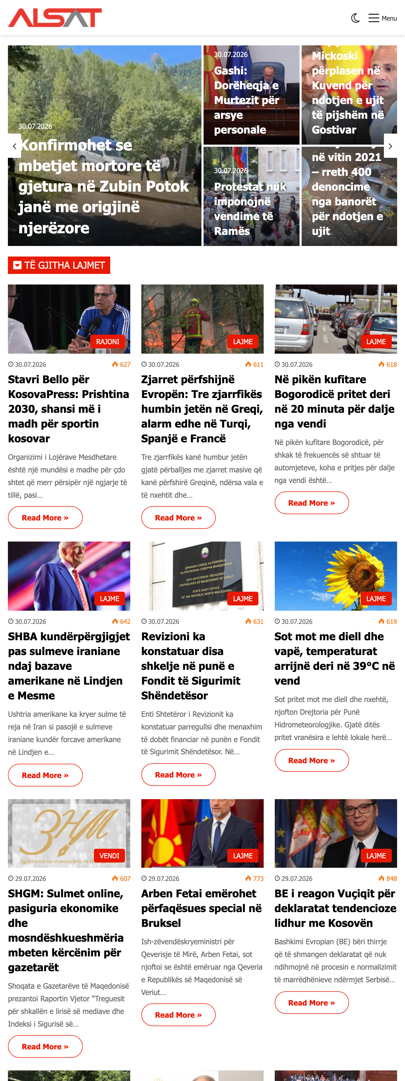 Screenshot of the ALSAT front page