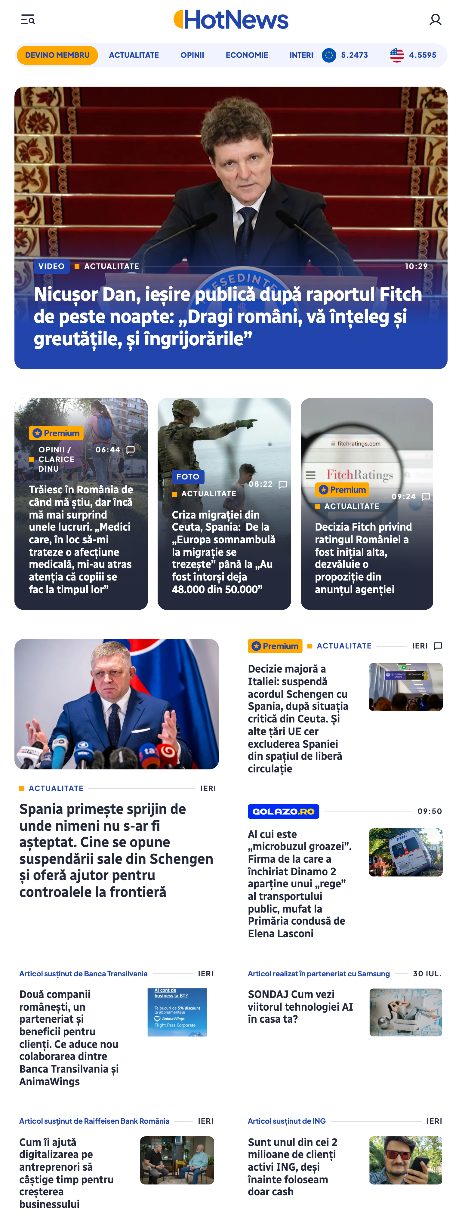 Screenshot of the HotNews.ro front page