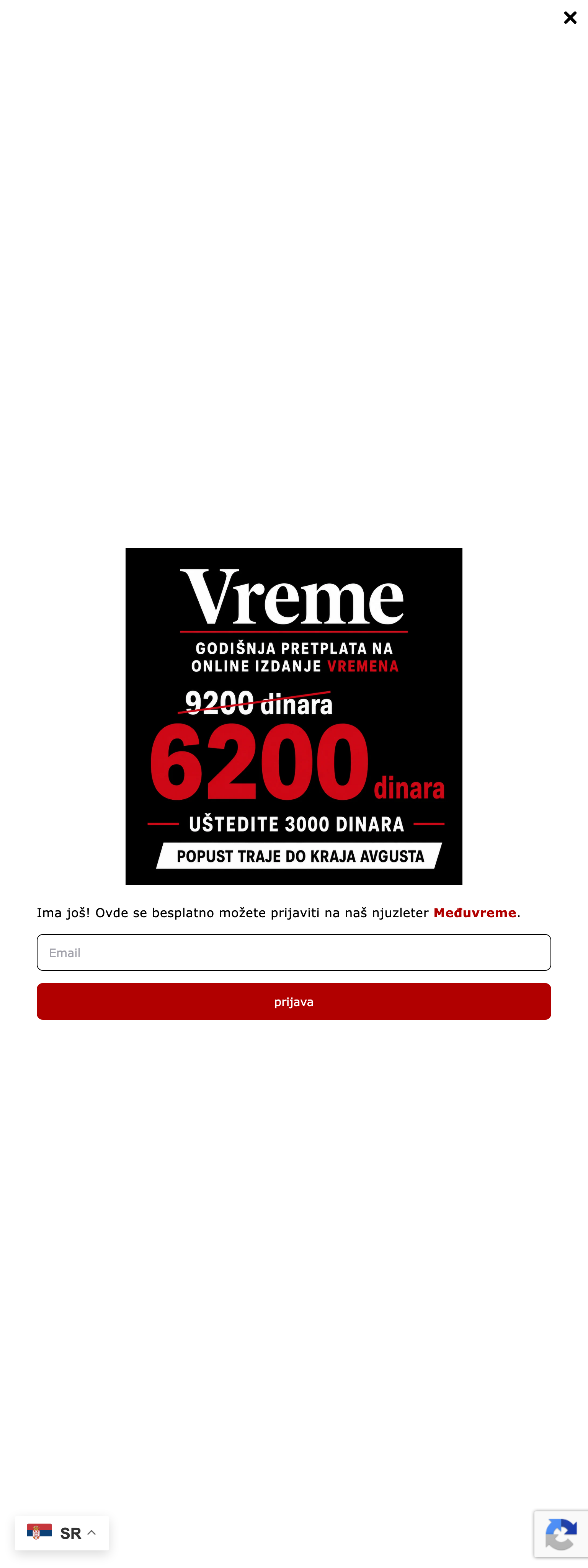 Screenshot of the Vreme front page