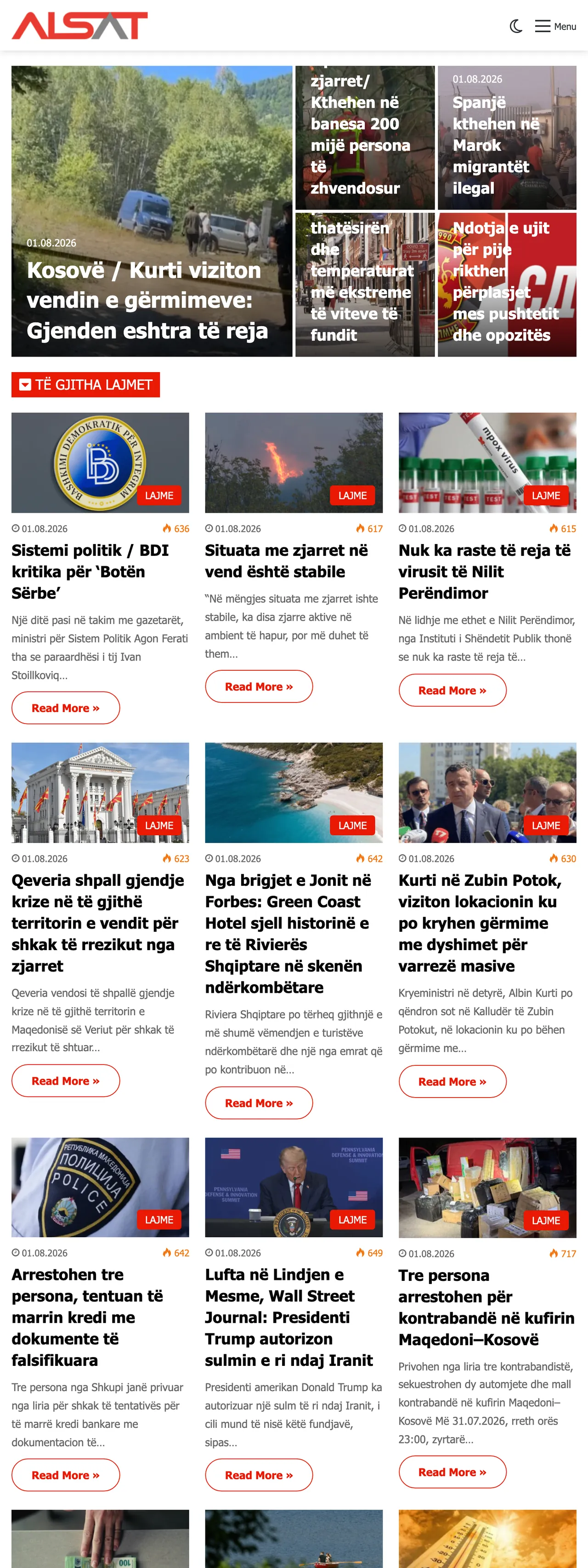 Screenshot of the ALSAT front page